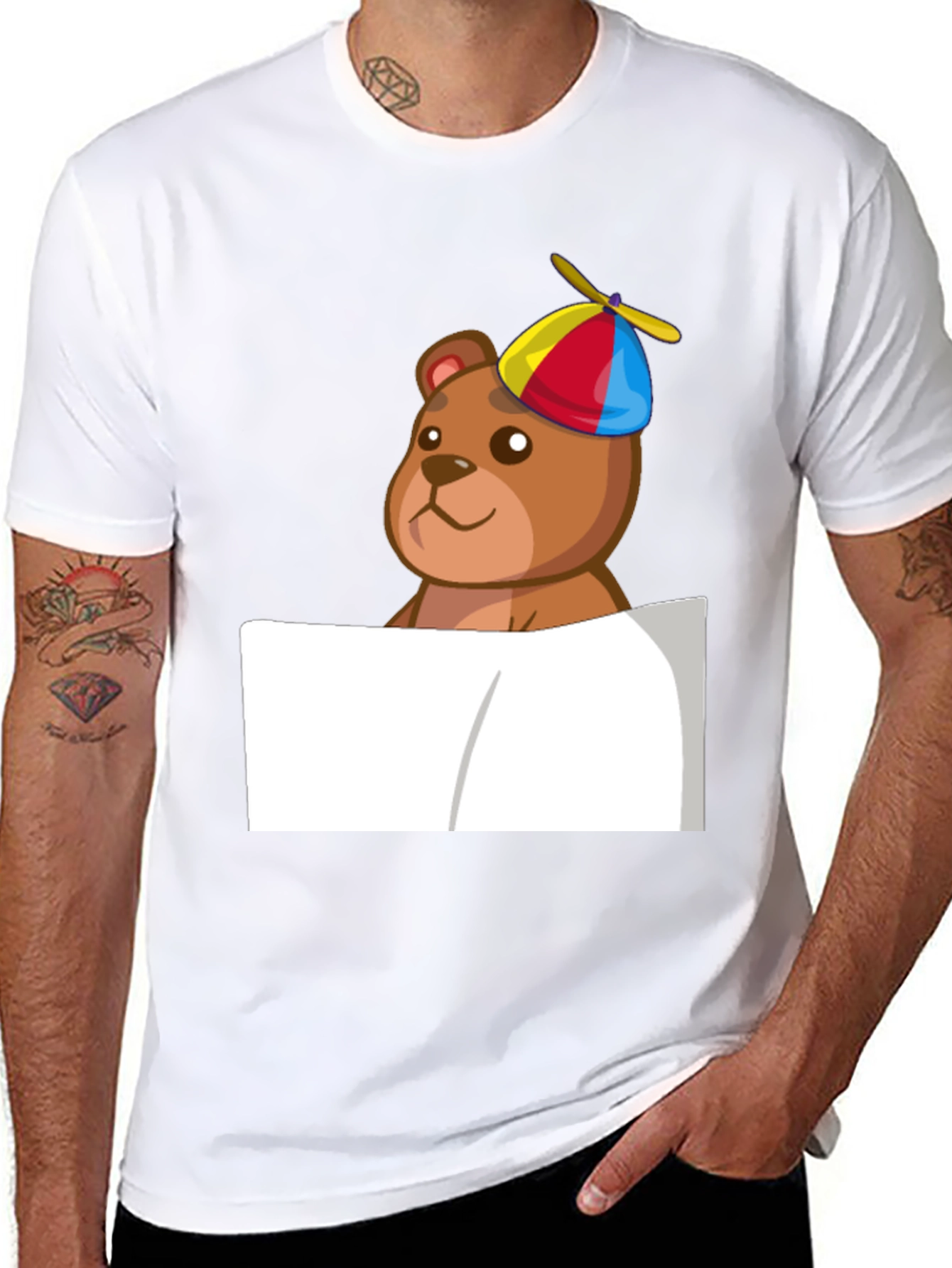 Novelty Bear in Propeller Hat T-Shirt