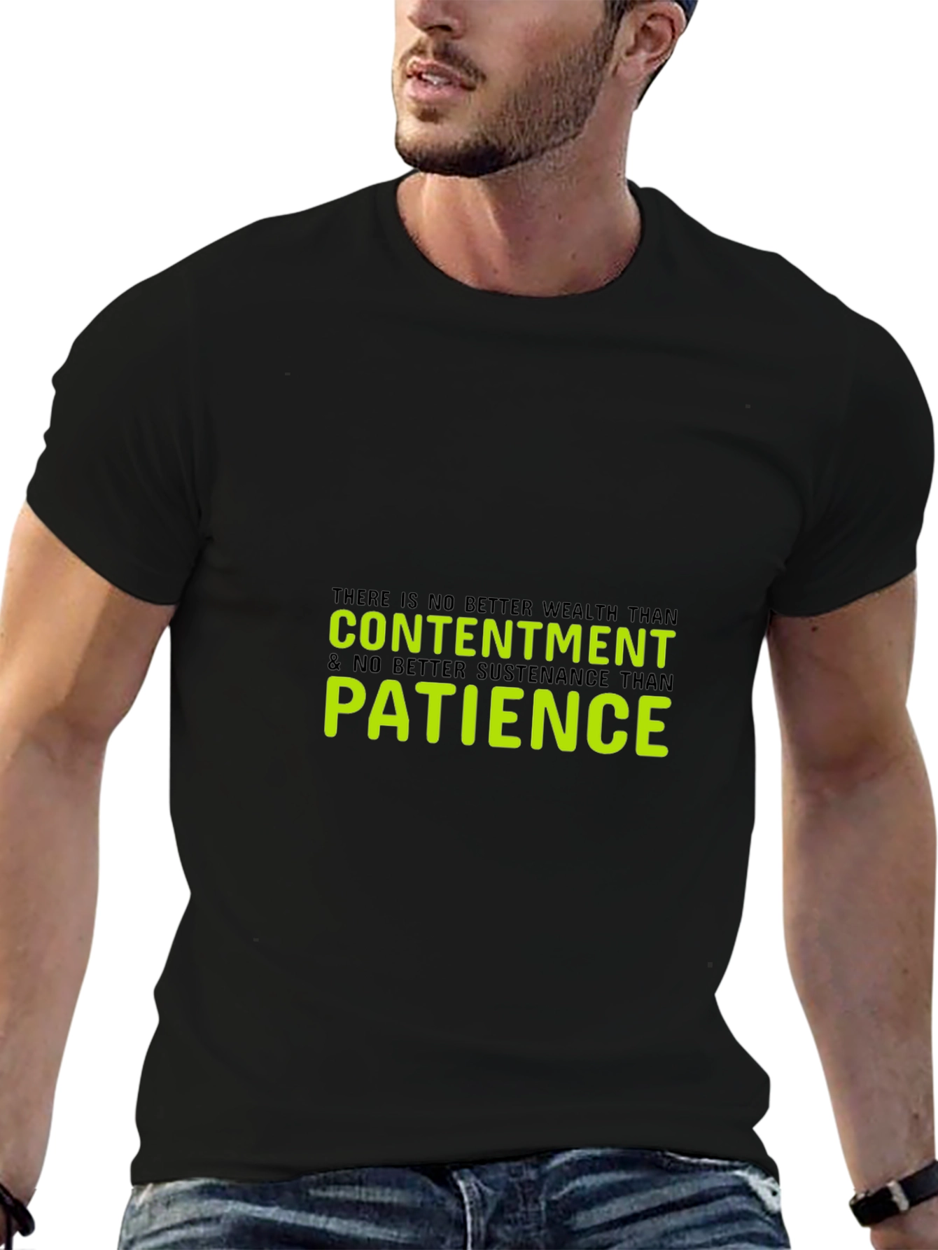 Contentment & Patience Graphic Tee - Black
