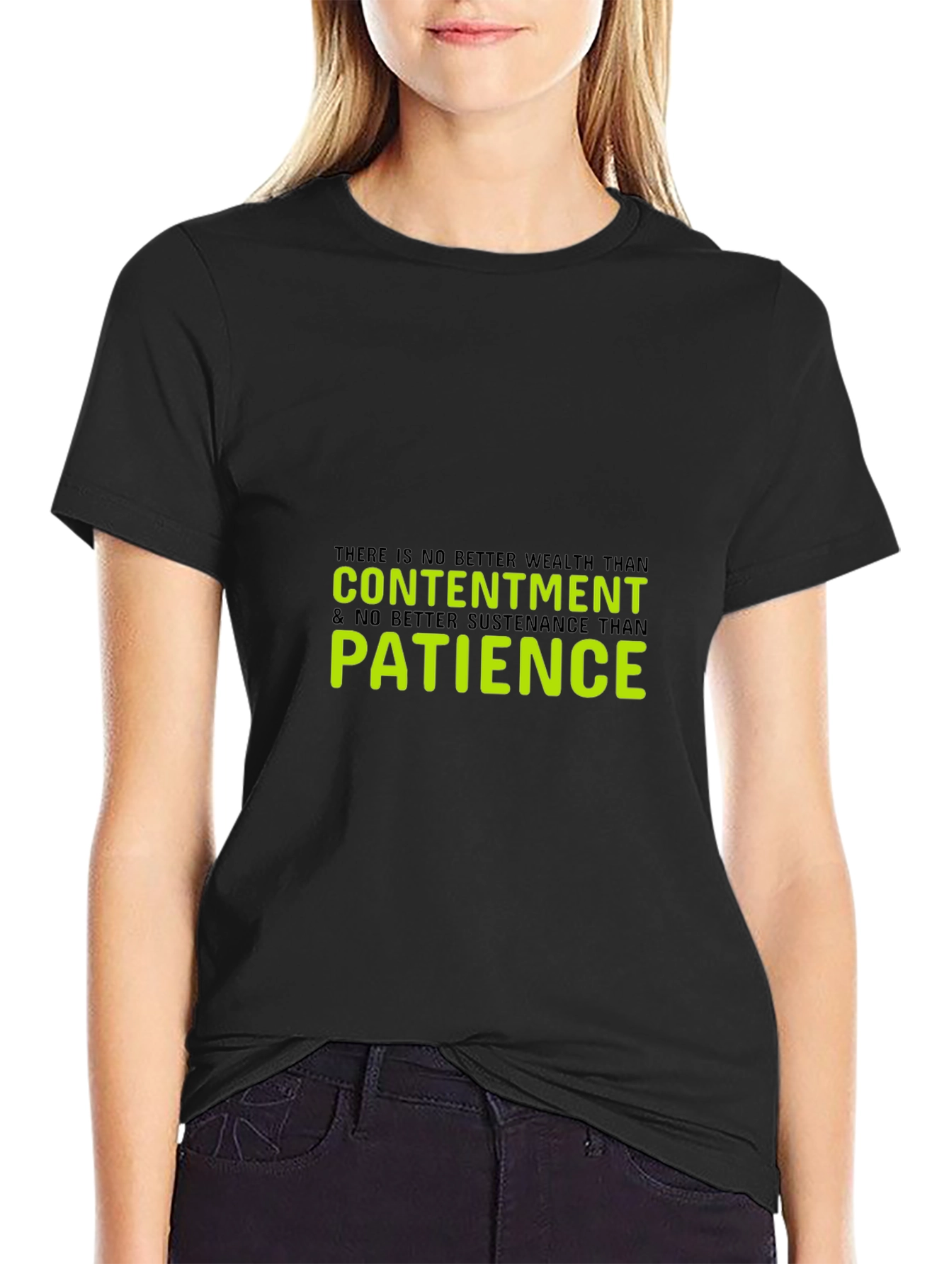 Contentment & Patience Graphic Tee - Black