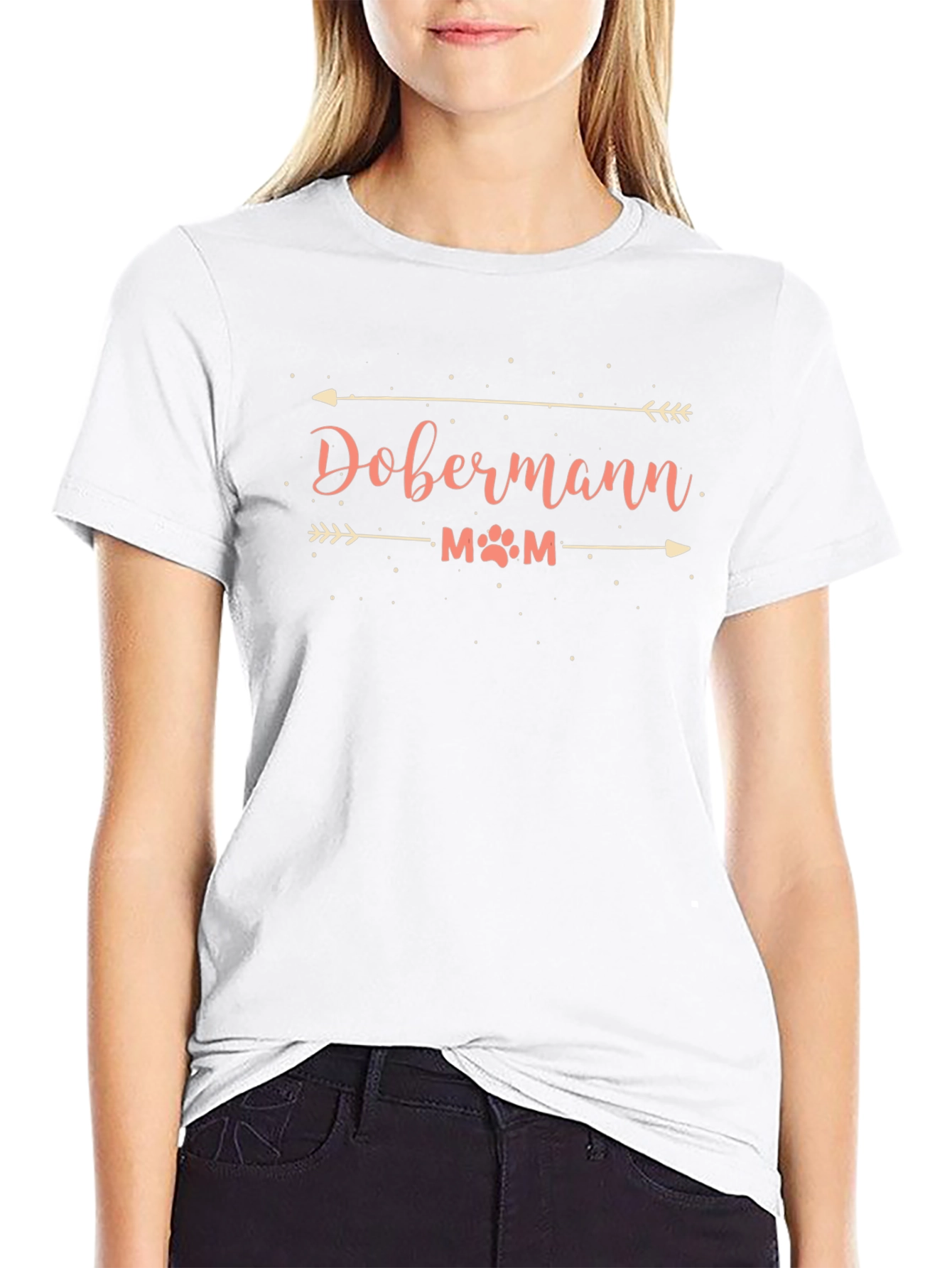 Dobermann Mom Black T-Shirt - Dog Paw Print
