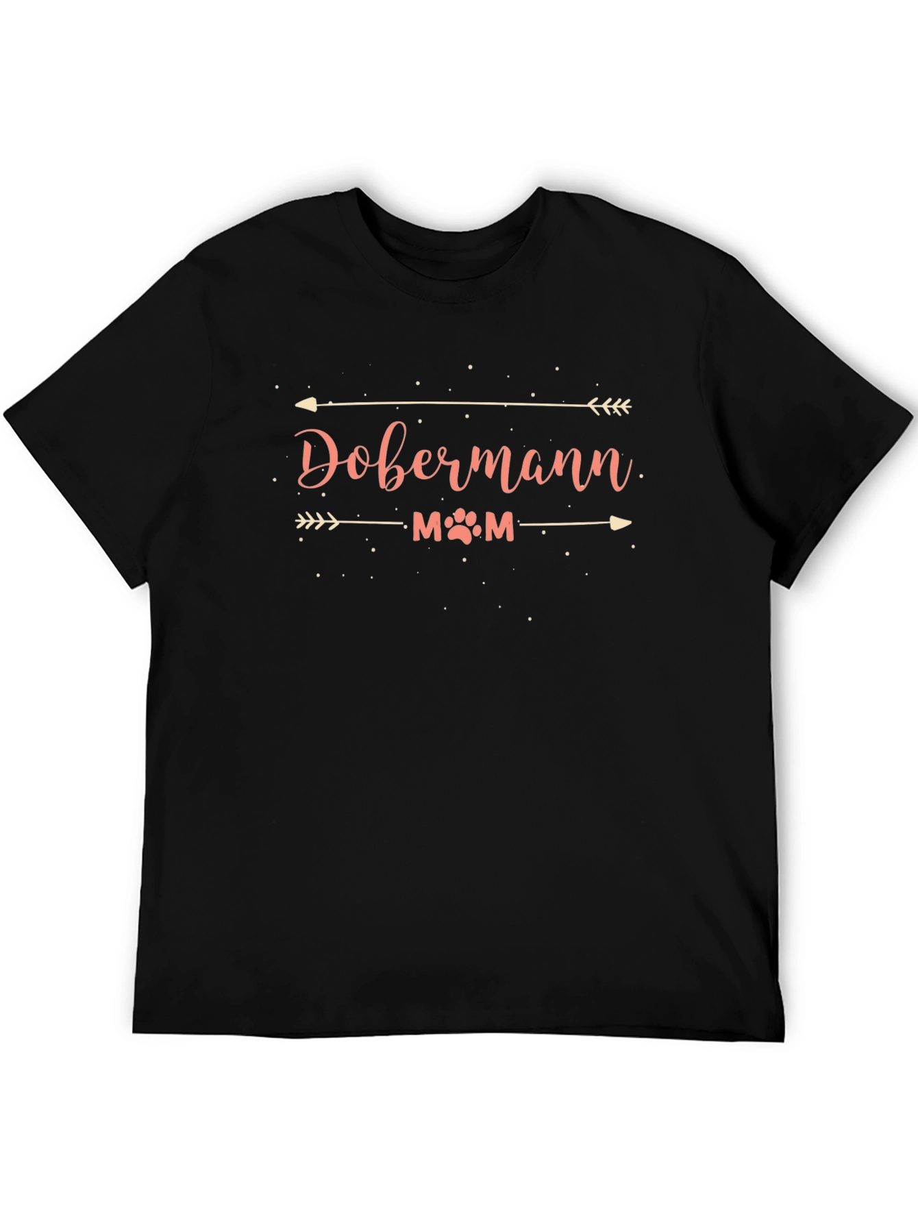 Dobermann Mom Black T-Shirt - Dog Paw Print