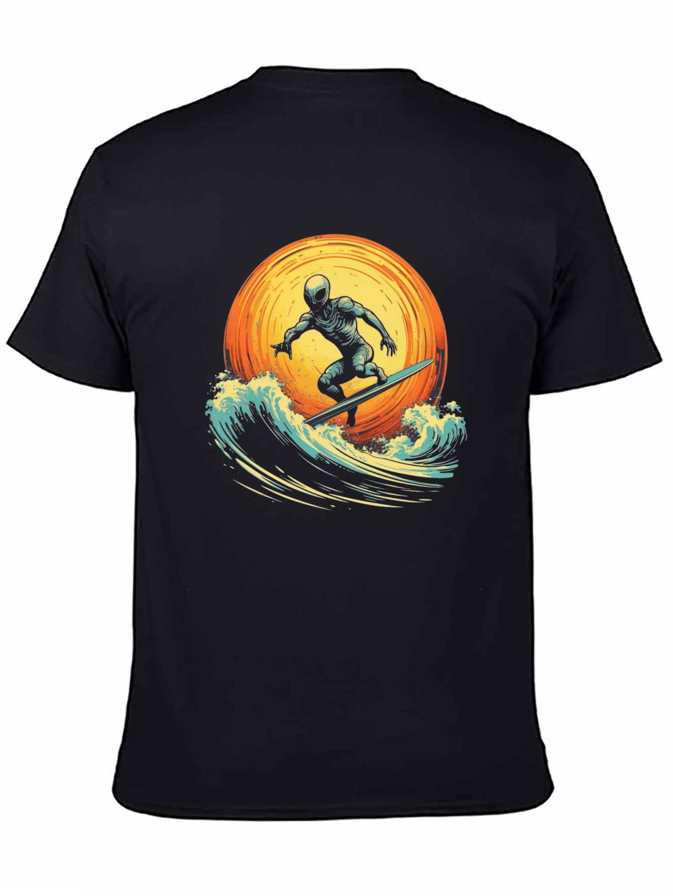 Surfer Graphic Tee - Black Cotton T-Shirt