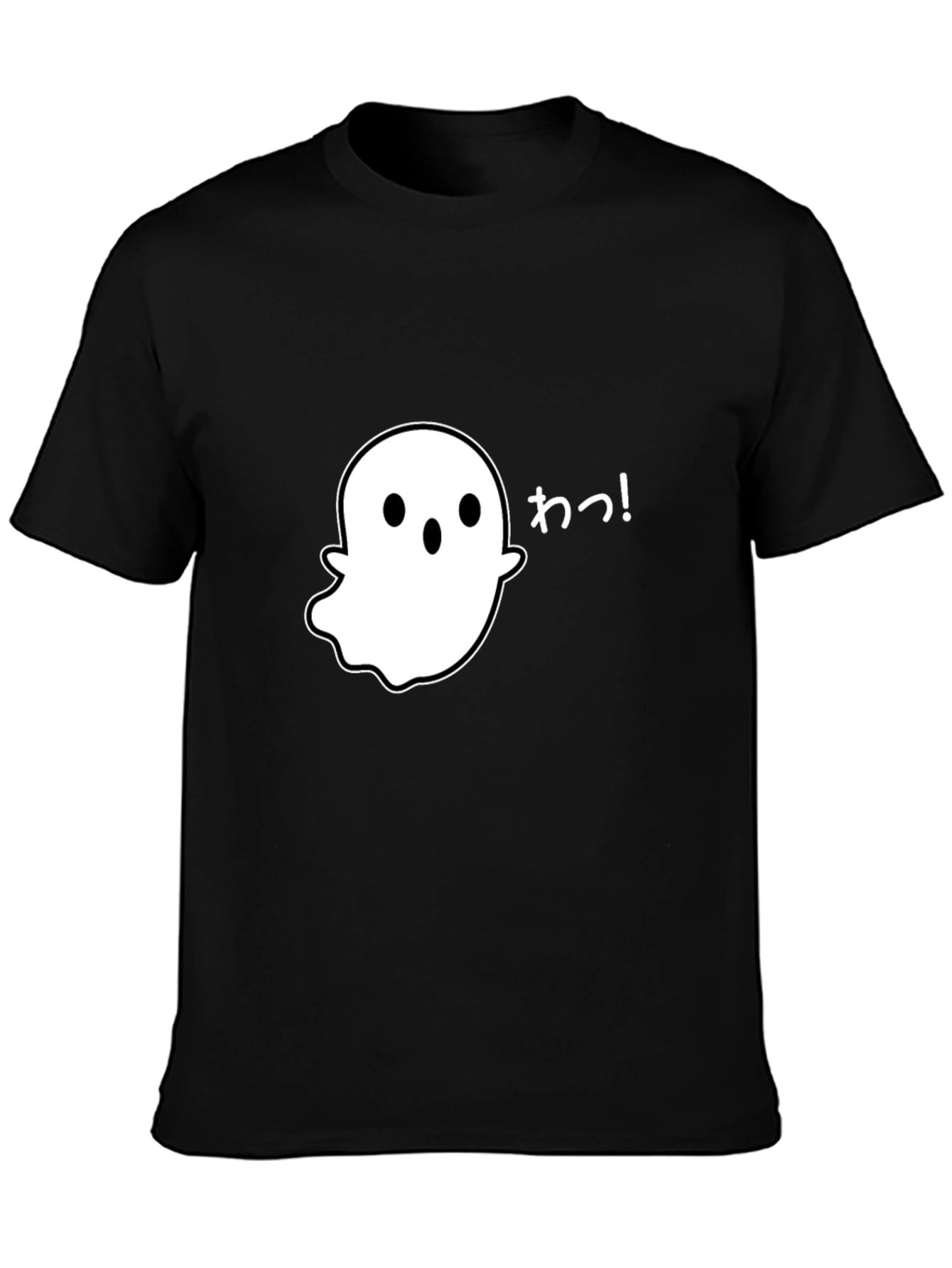 Spooky Cute Ghost Graphic Tee - Black Cotton T-Shirt