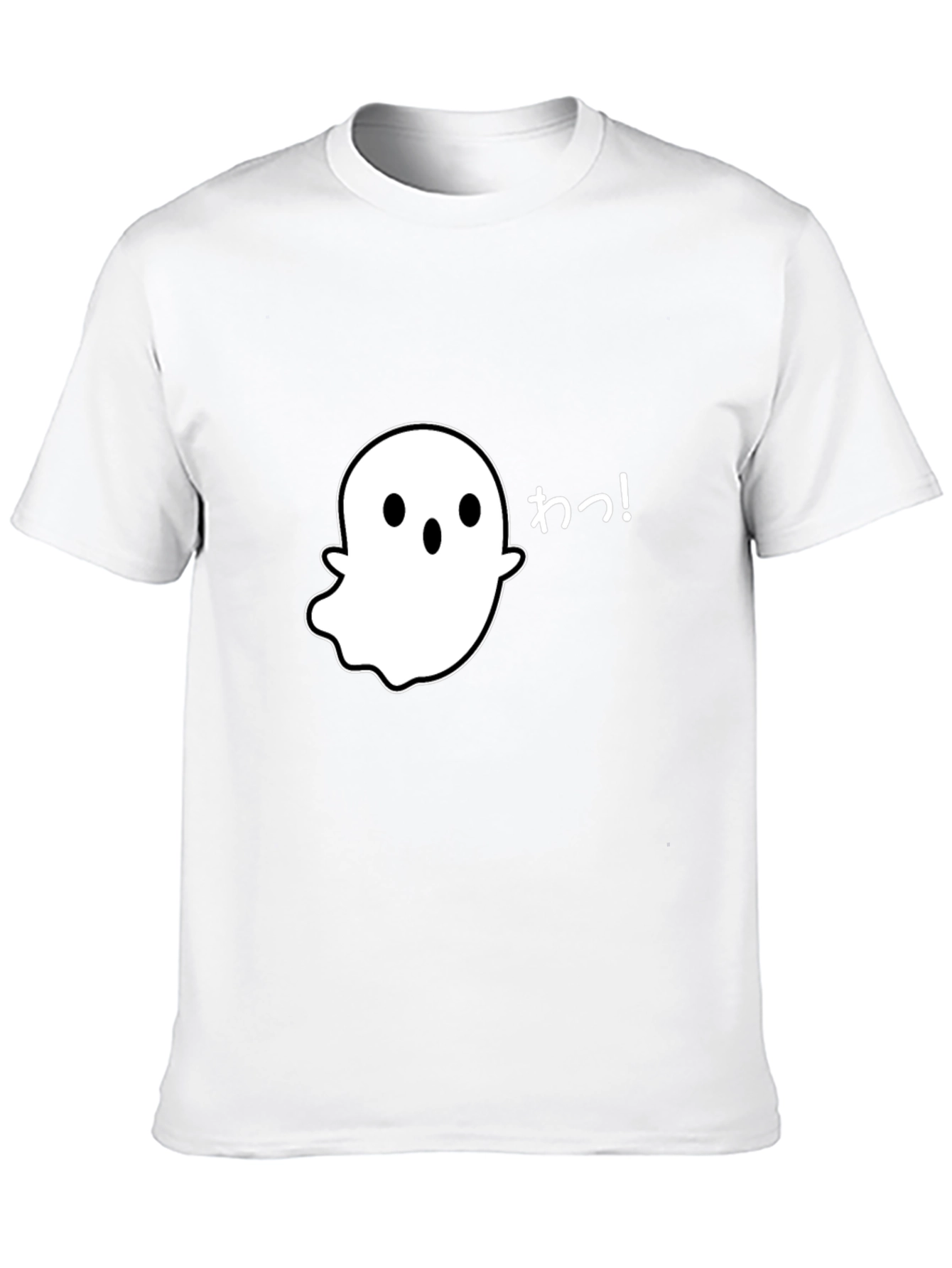 Spooky Cute Ghost Graphic Tee - Black Cotton T-Shirt