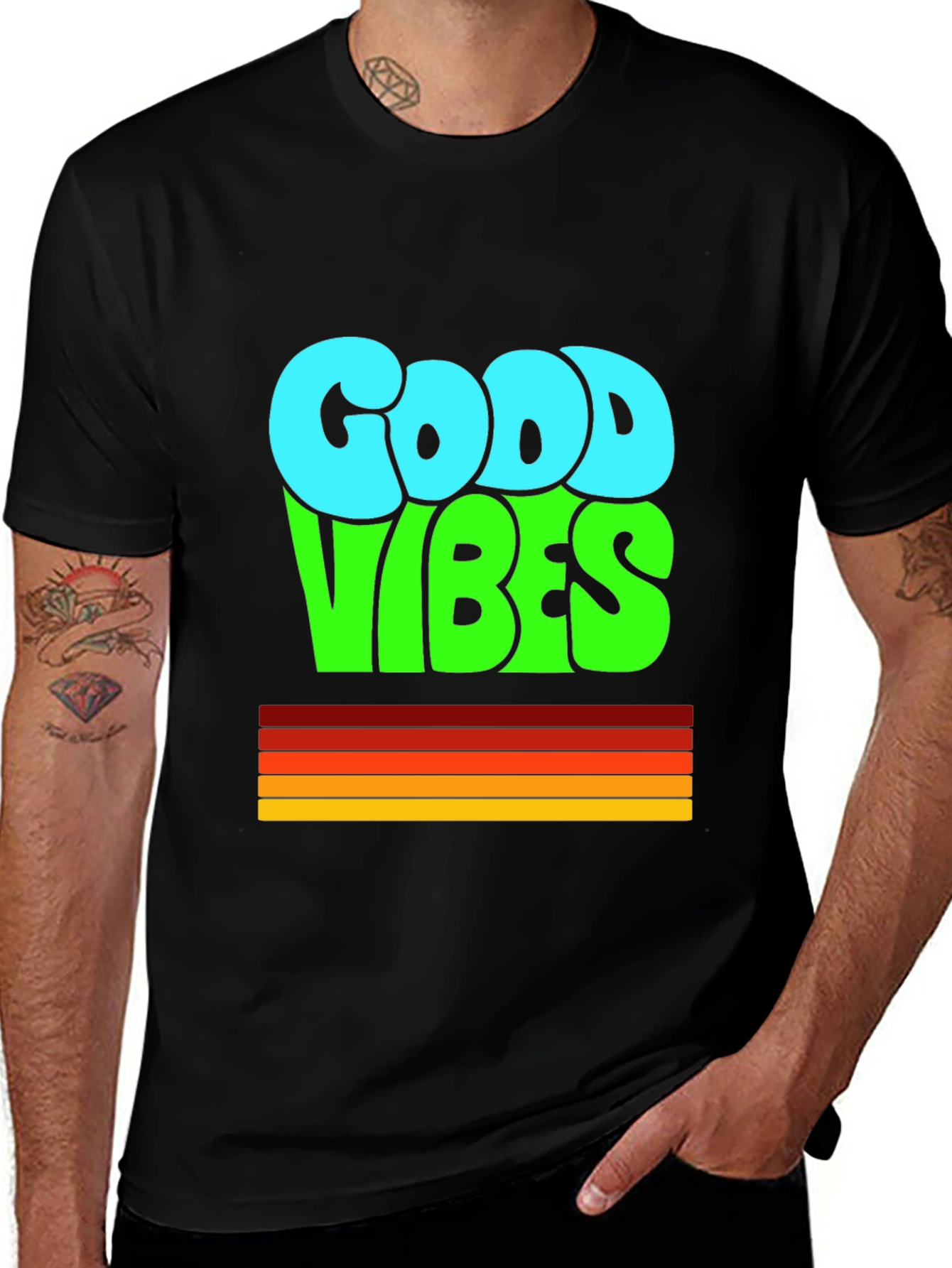 Good Vibes Retro T-Shirt - Black