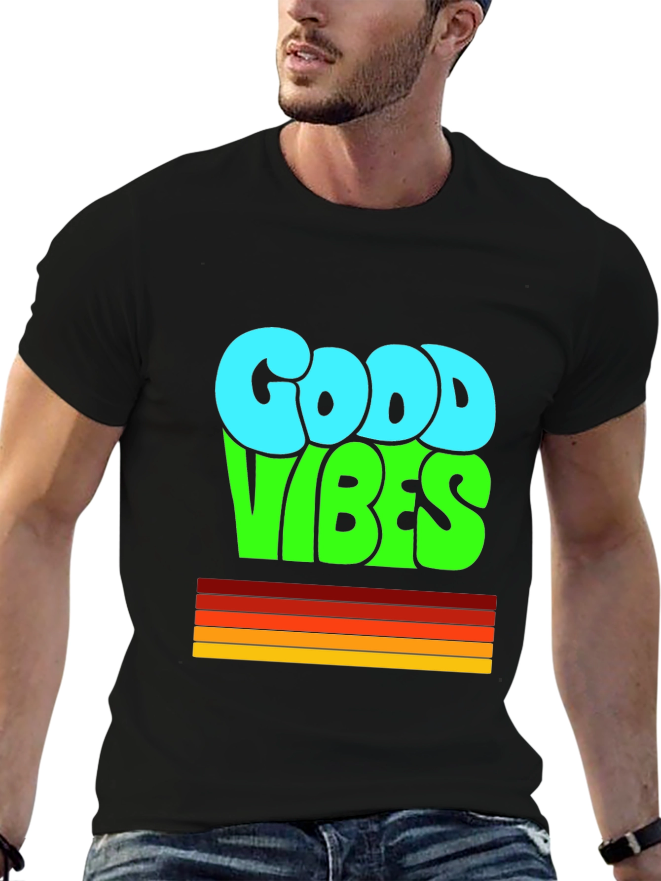 Good Vibes Retro T-Shirt - Black