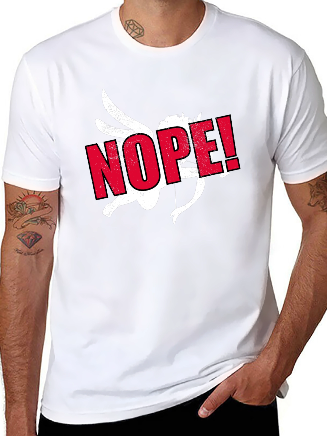 Anti-Valentine Cupid NOPE! Black T-Shirt
