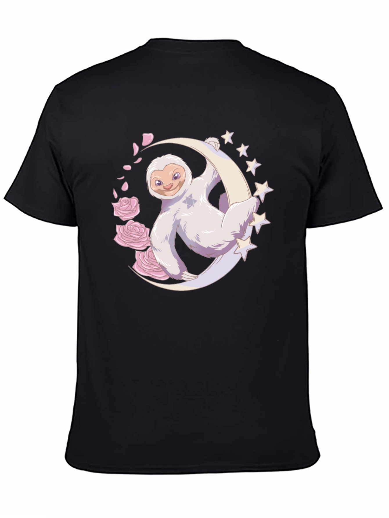Sloth on Moon Graphic T-Shirt - Black