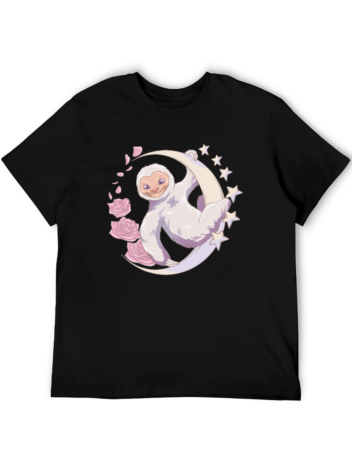 Sloth on Moon Graphic T-Shirt - Black