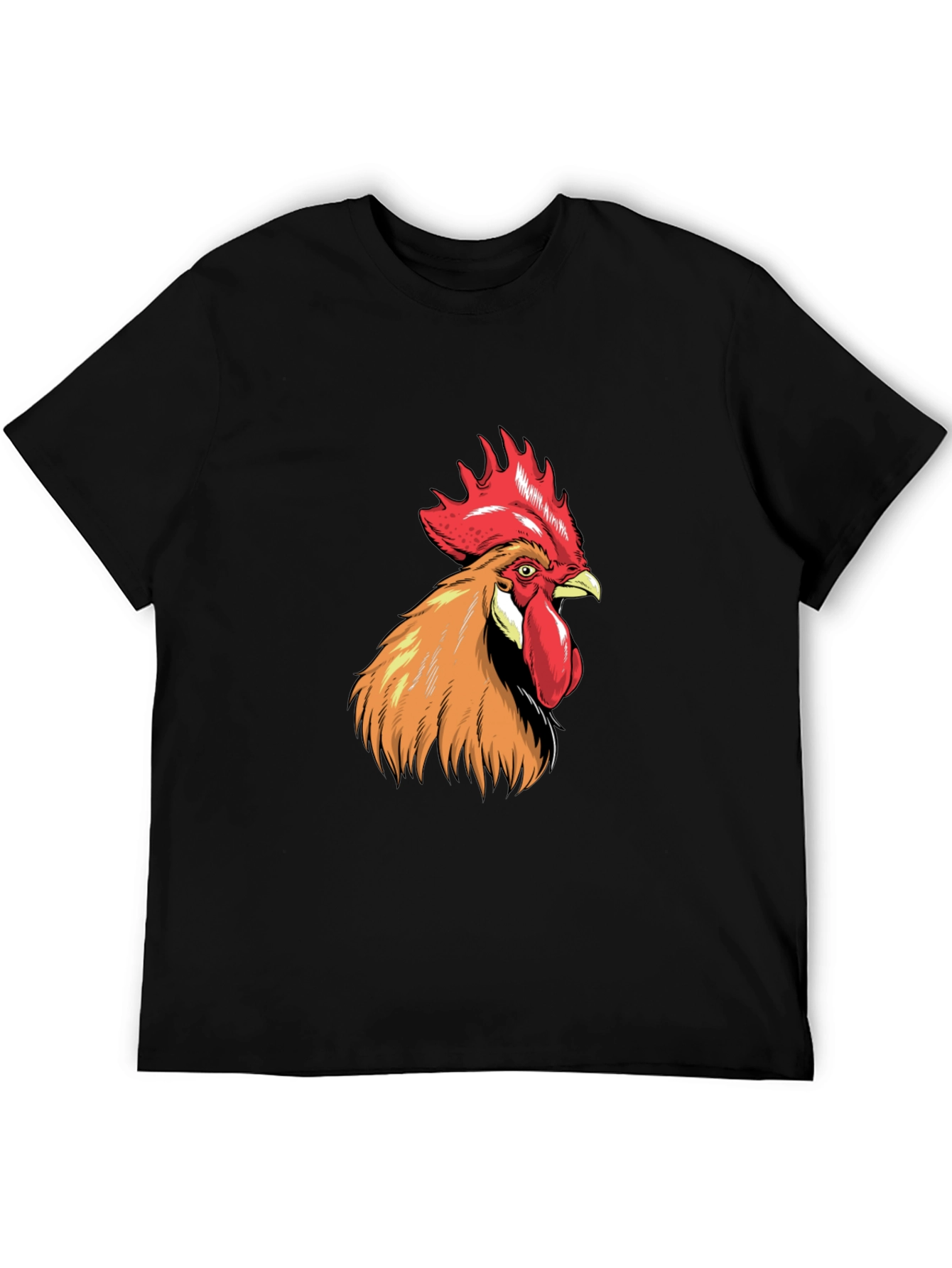 Rooster Graphic Tee - Bold Black Cotton T-Shirt
