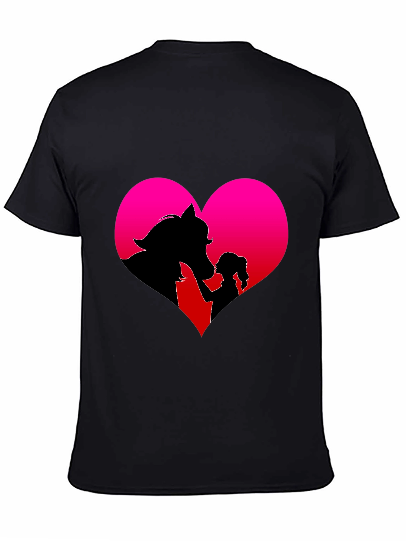 Horse & Girl Heart Graphic Tee - Black