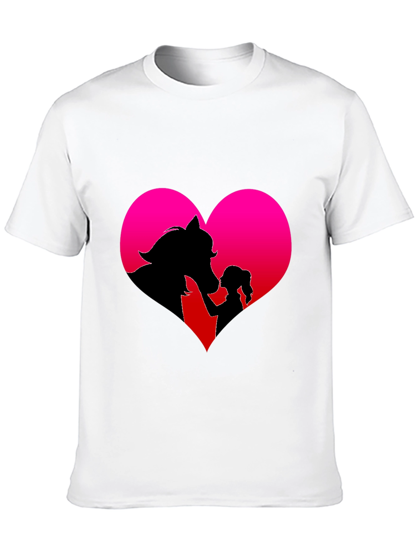 Horse & Girl Heart Graphic Tee - Black