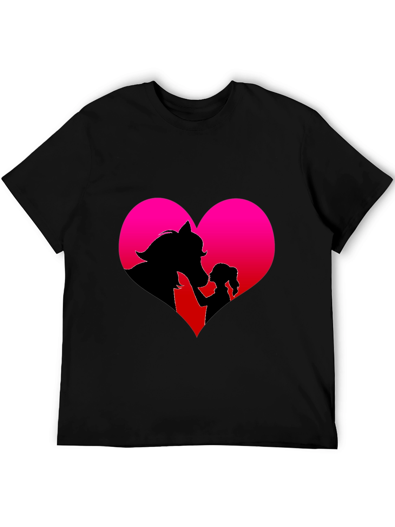 Horse & Girl Heart Graphic Tee - Black