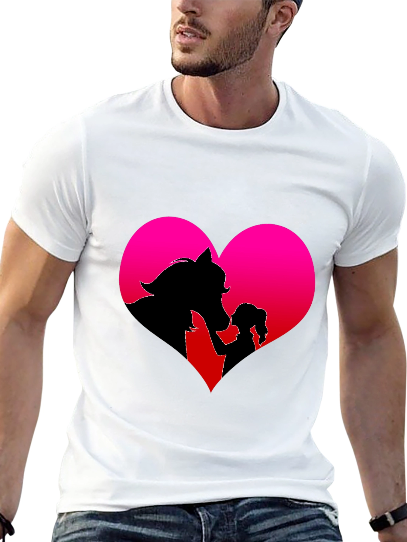 Horse & Girl Heart Graphic Tee - Black
