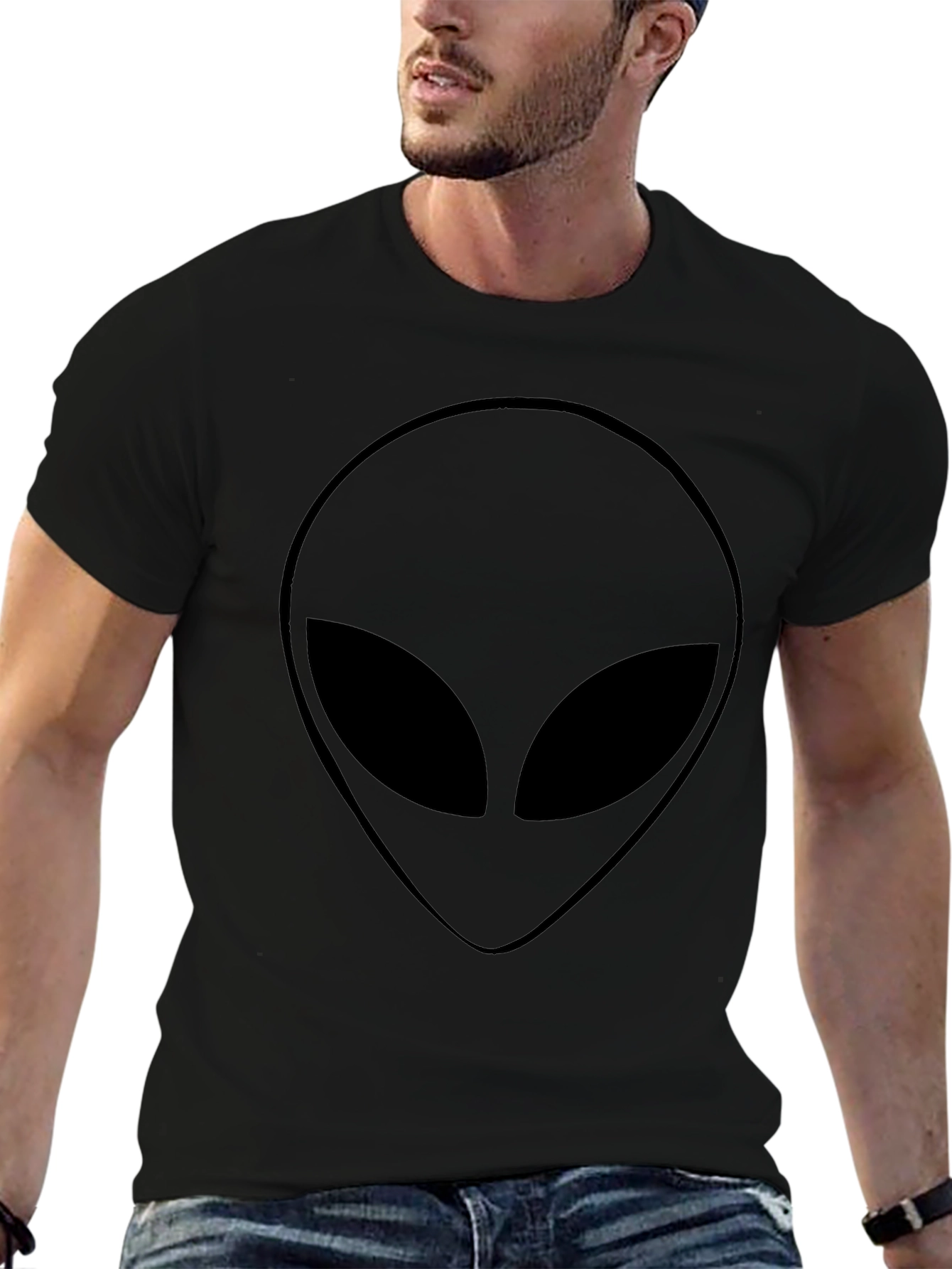 Alien Face Graphic Tee - Black