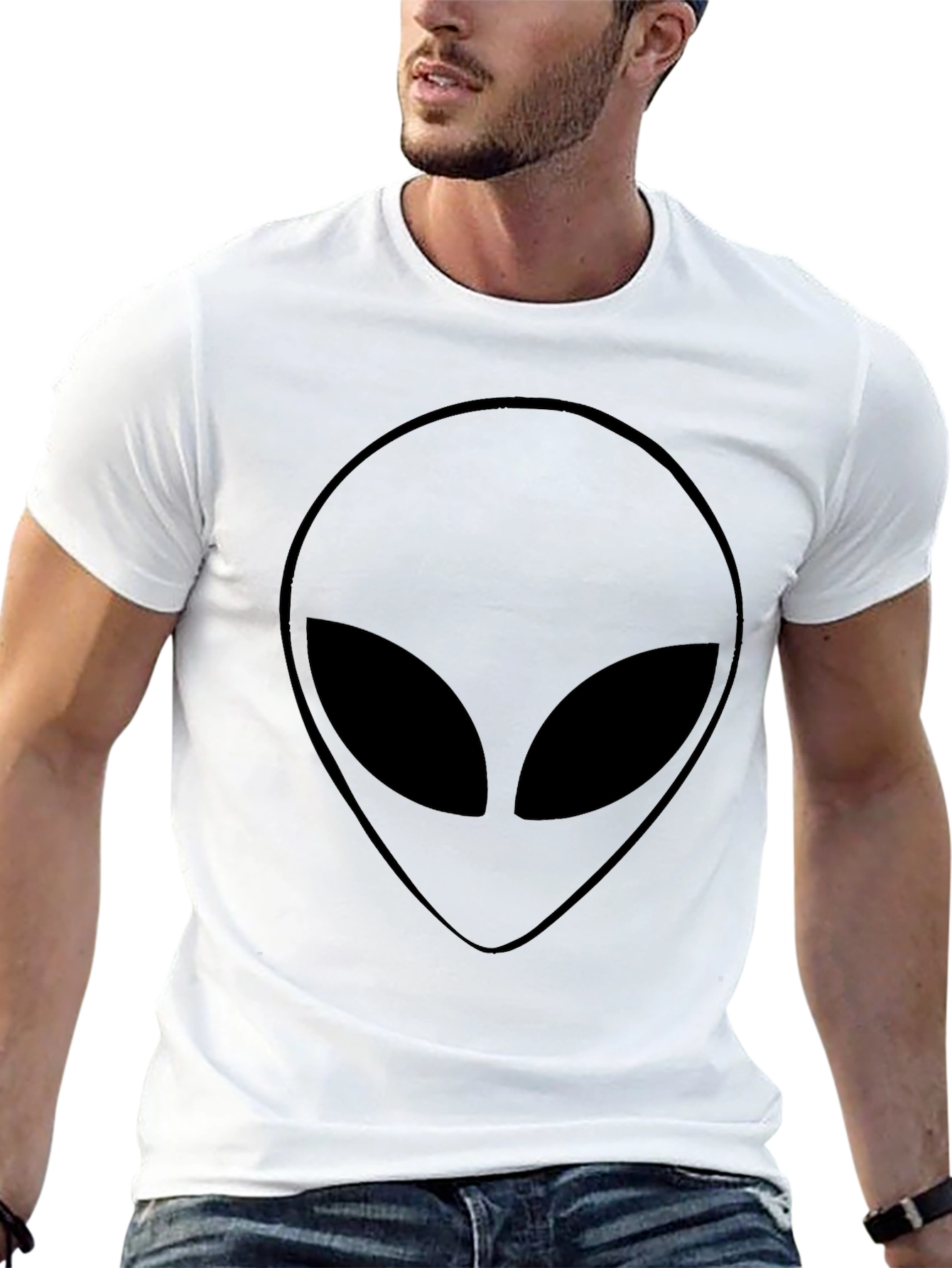Alien Face Graphic Tee - Black