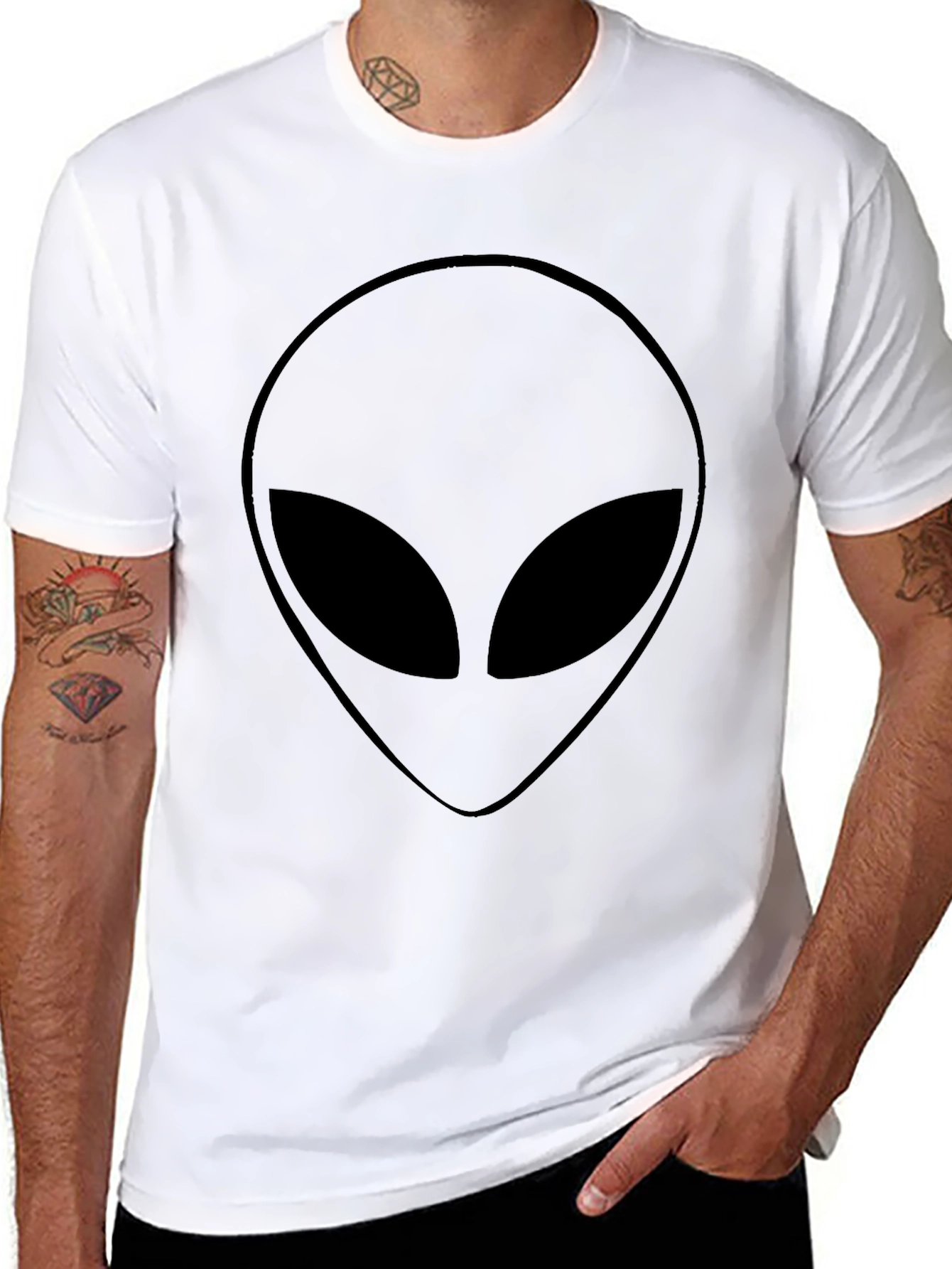 Alien Face Graphic Tee - Black