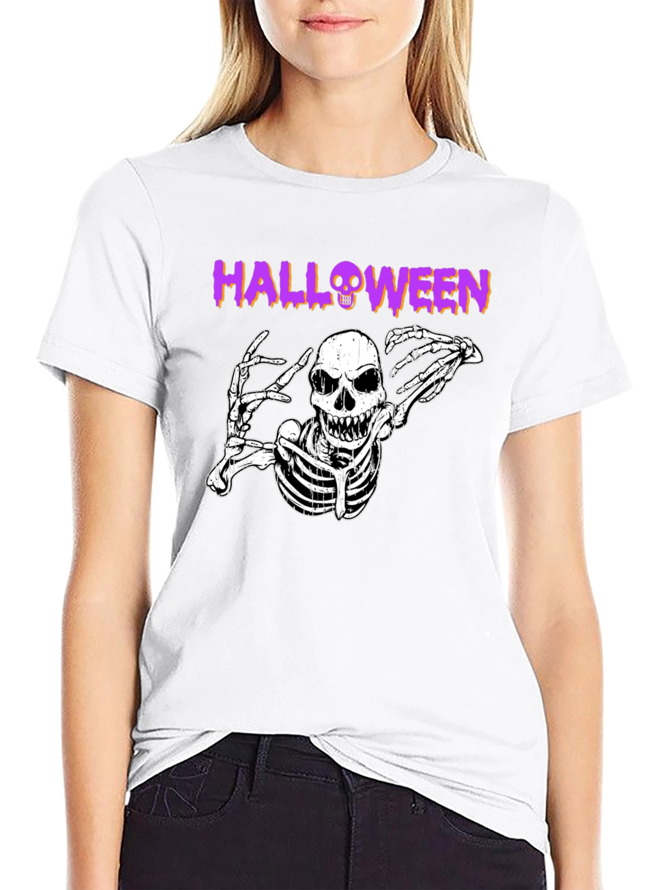 Halloween Skeleton Graphic Black T-Shirt
