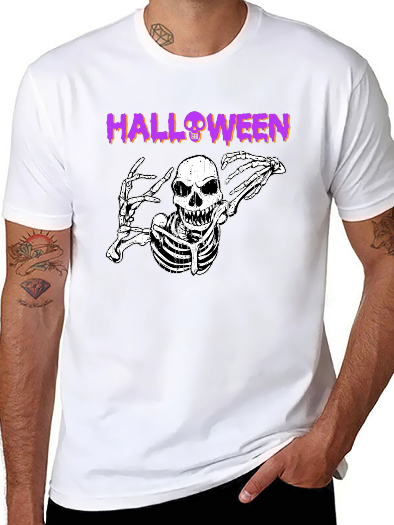 Halloween Skeleton Graphic Black T-Shirt