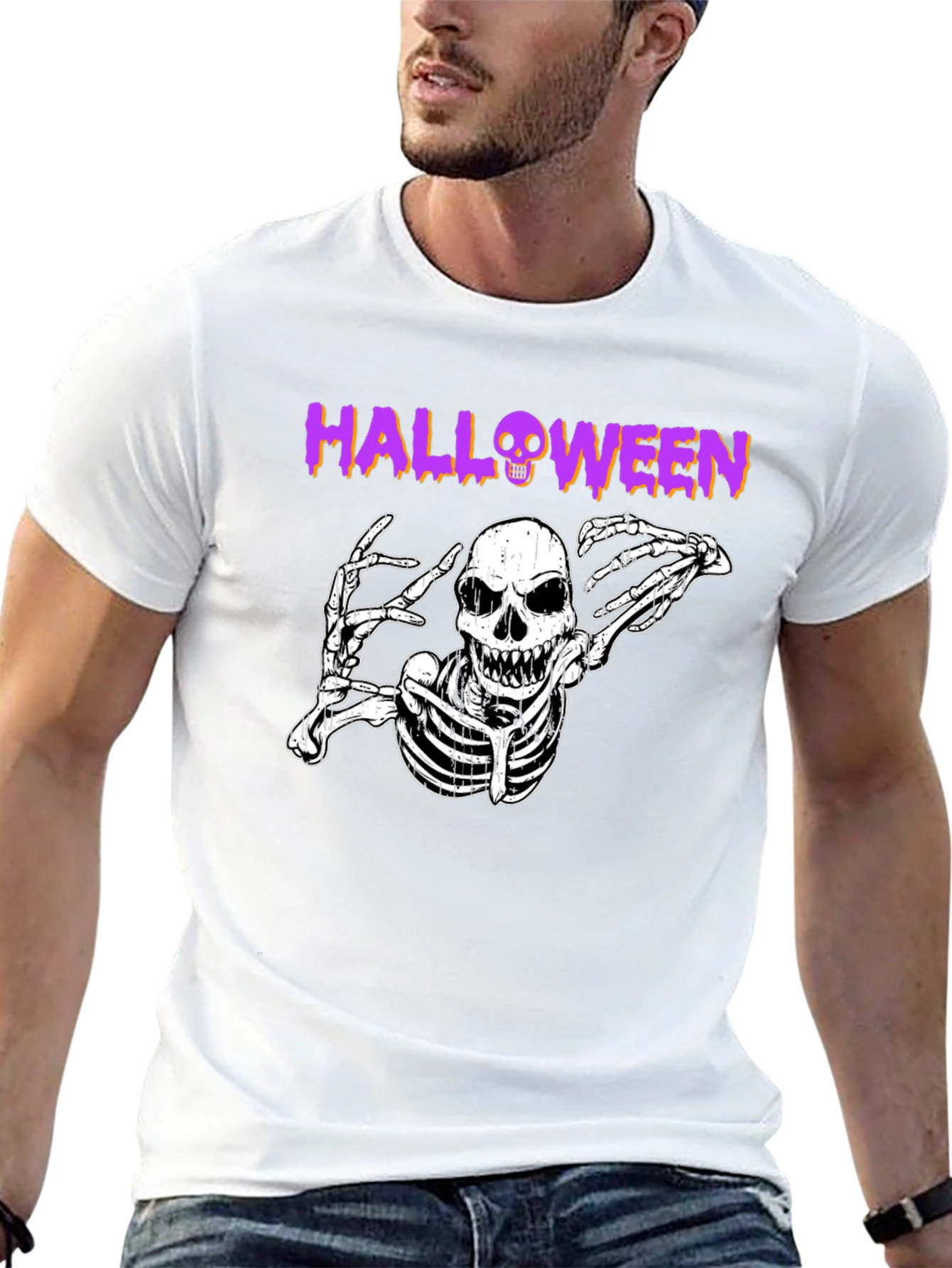 Halloween Skeleton Graphic Black T-Shirt