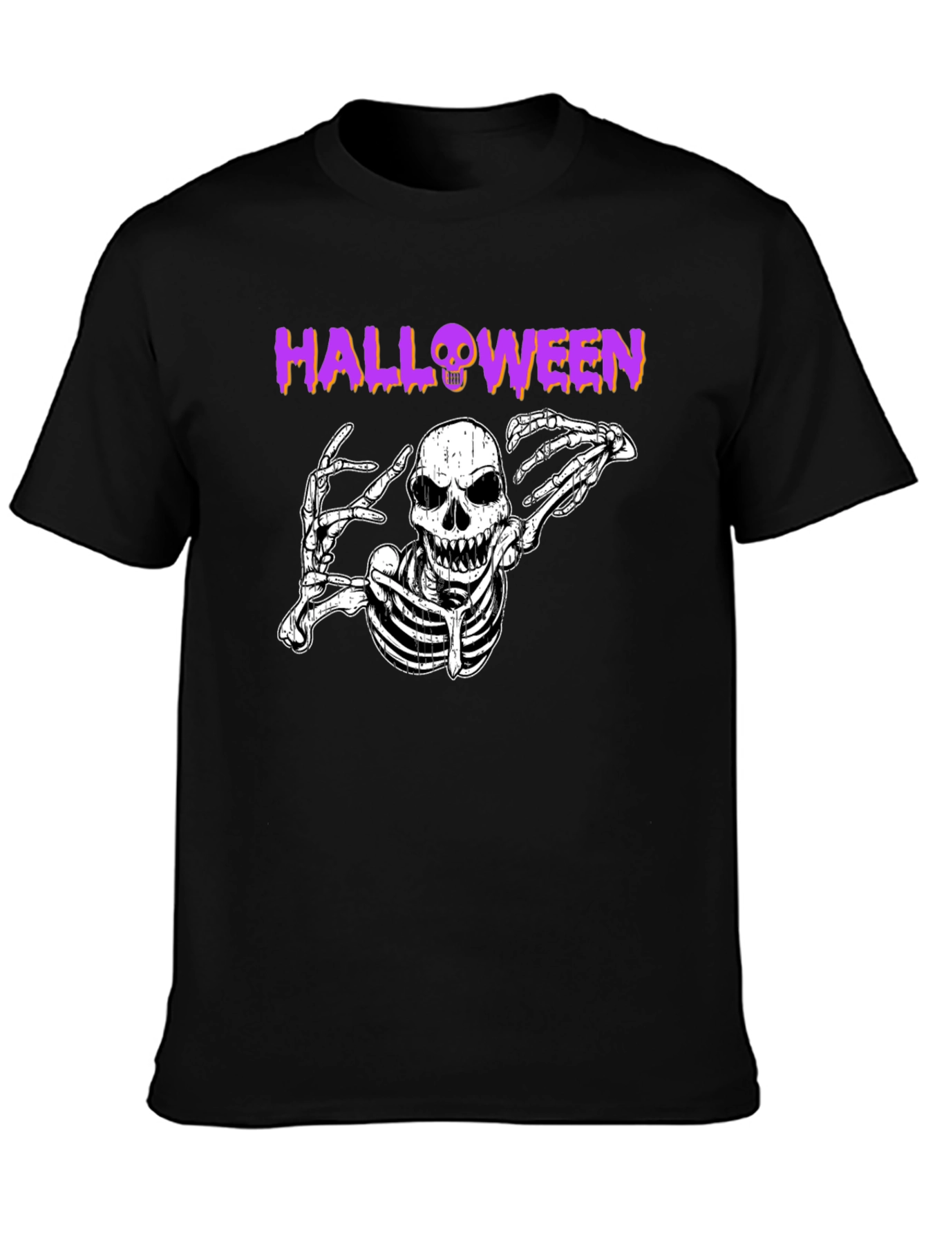 Halloween Skeleton Graphic Black T-Shirt