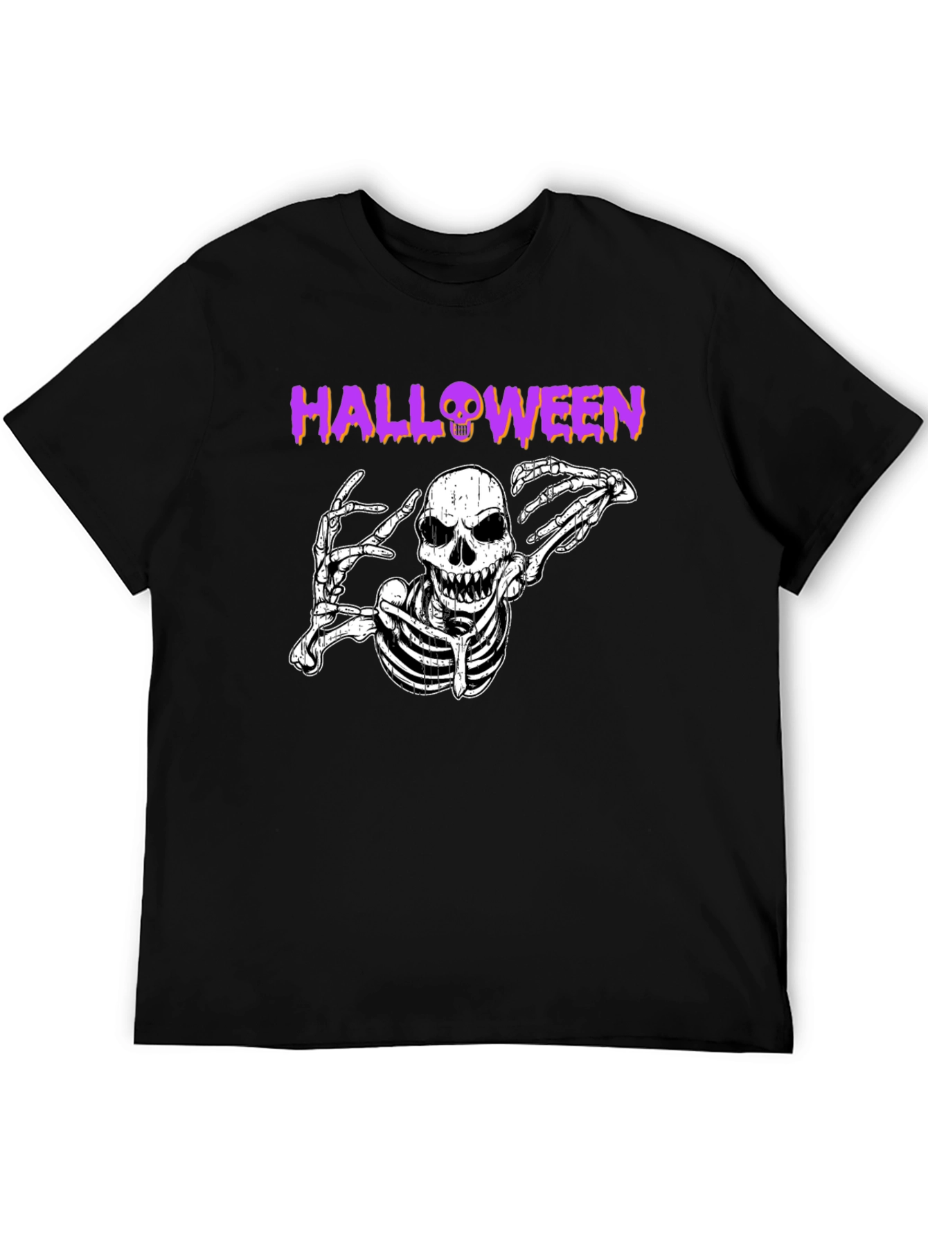 Halloween Skeleton Graphic Black T-Shirt