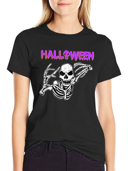 Halloween Skeleton Graphic Black T-Shirt