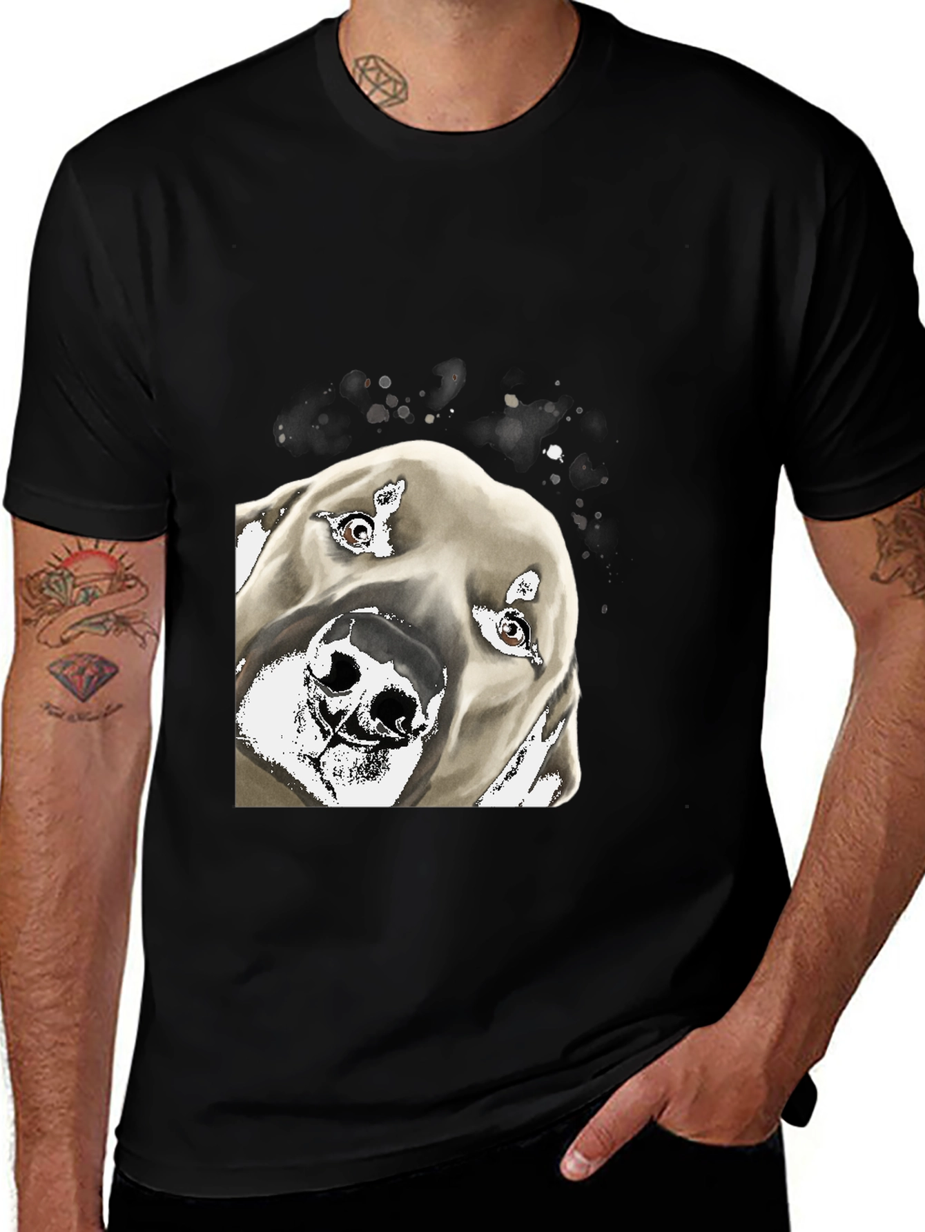 Dog Portrait Graphic Tee - Mens Black T-Shirt