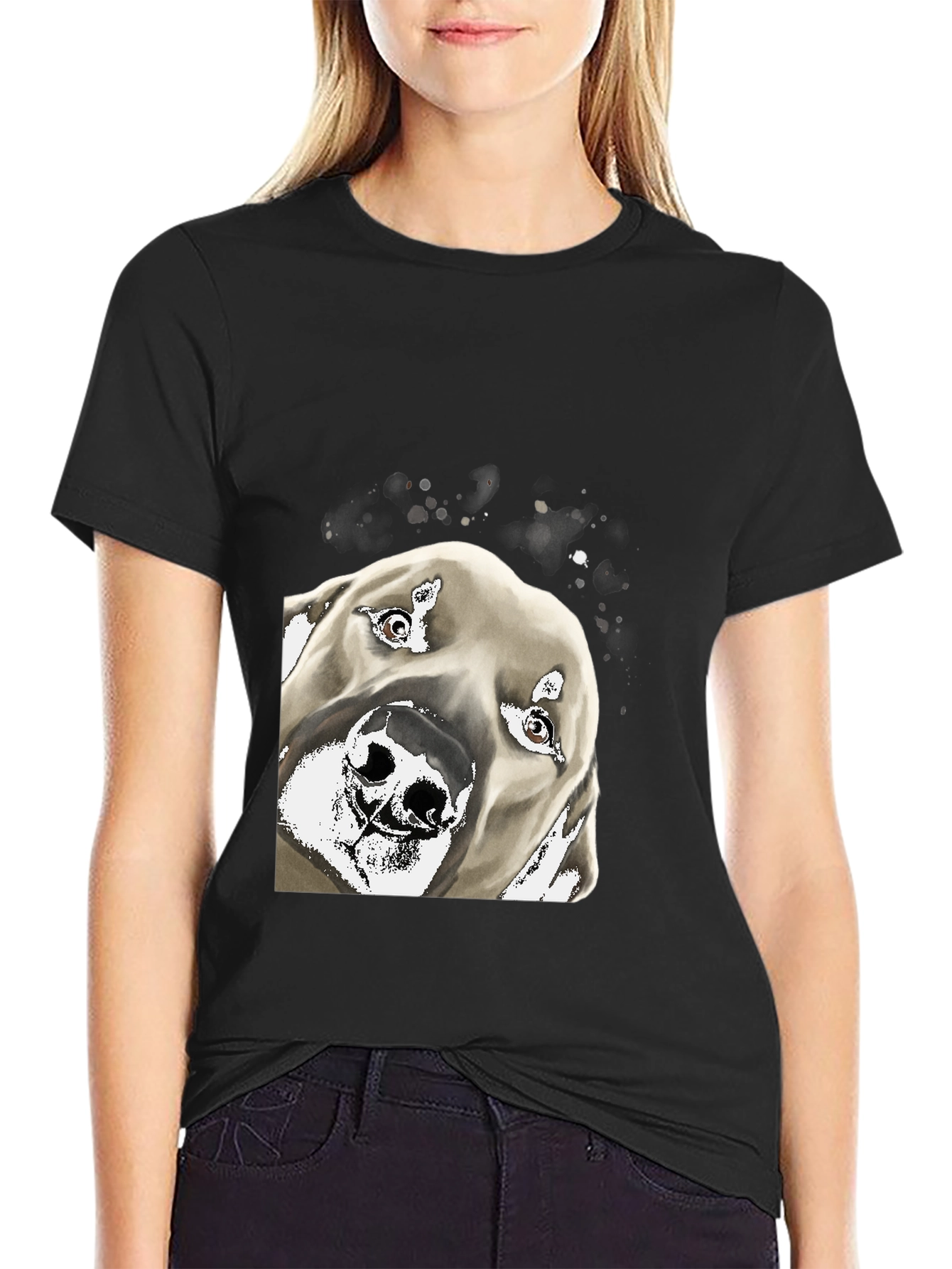 Dog Portrait Graphic Tee - Mens Black T-Shirt