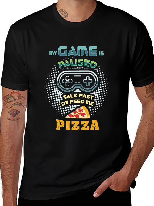 My Game Is Paused Pizza Gaming T-Shirt