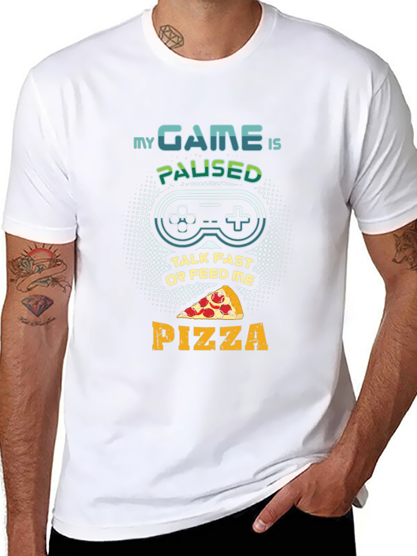 My Game Is Paused Pizza Gaming T-Shirt