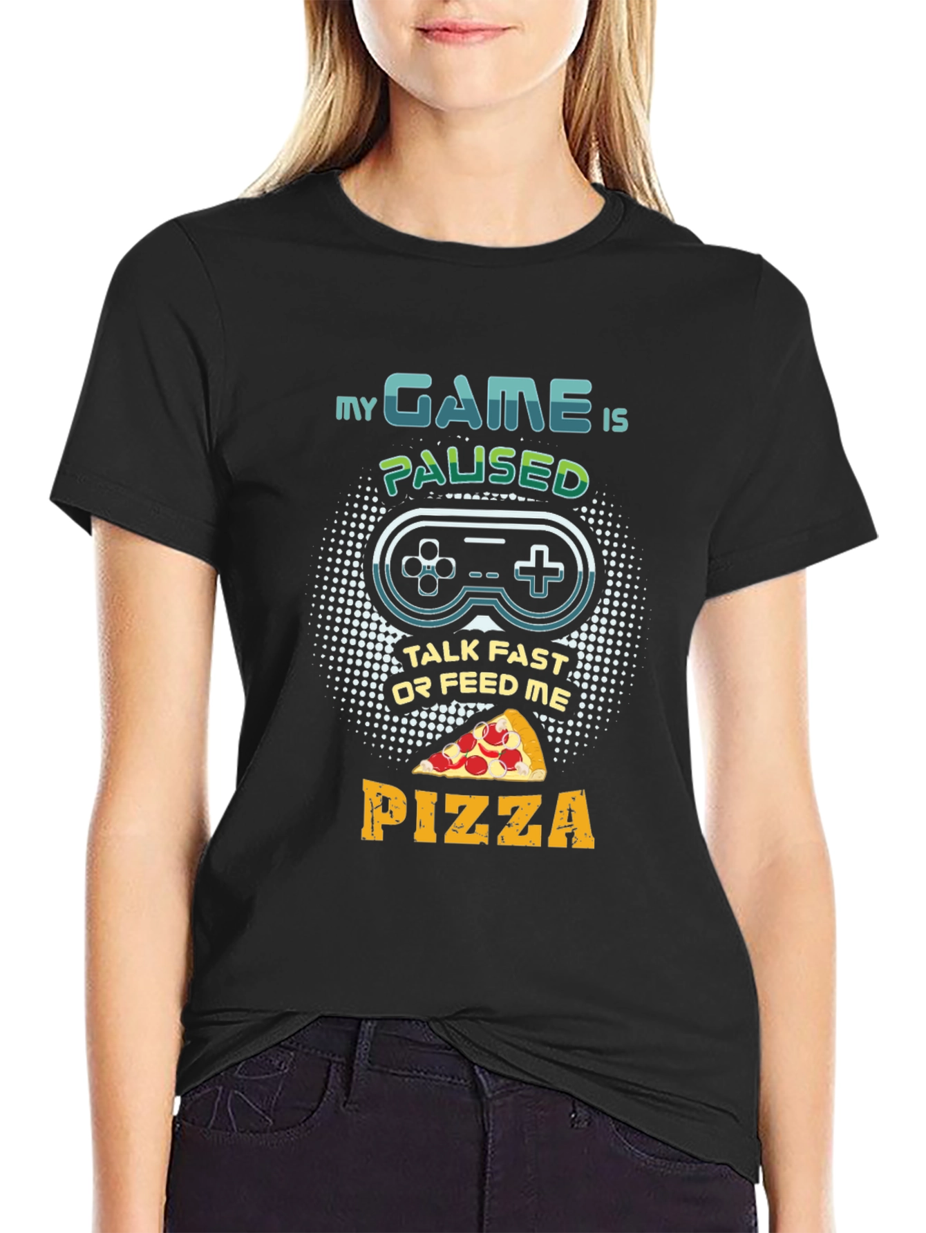 My Game Is Paused Pizza Gaming T-Shirt