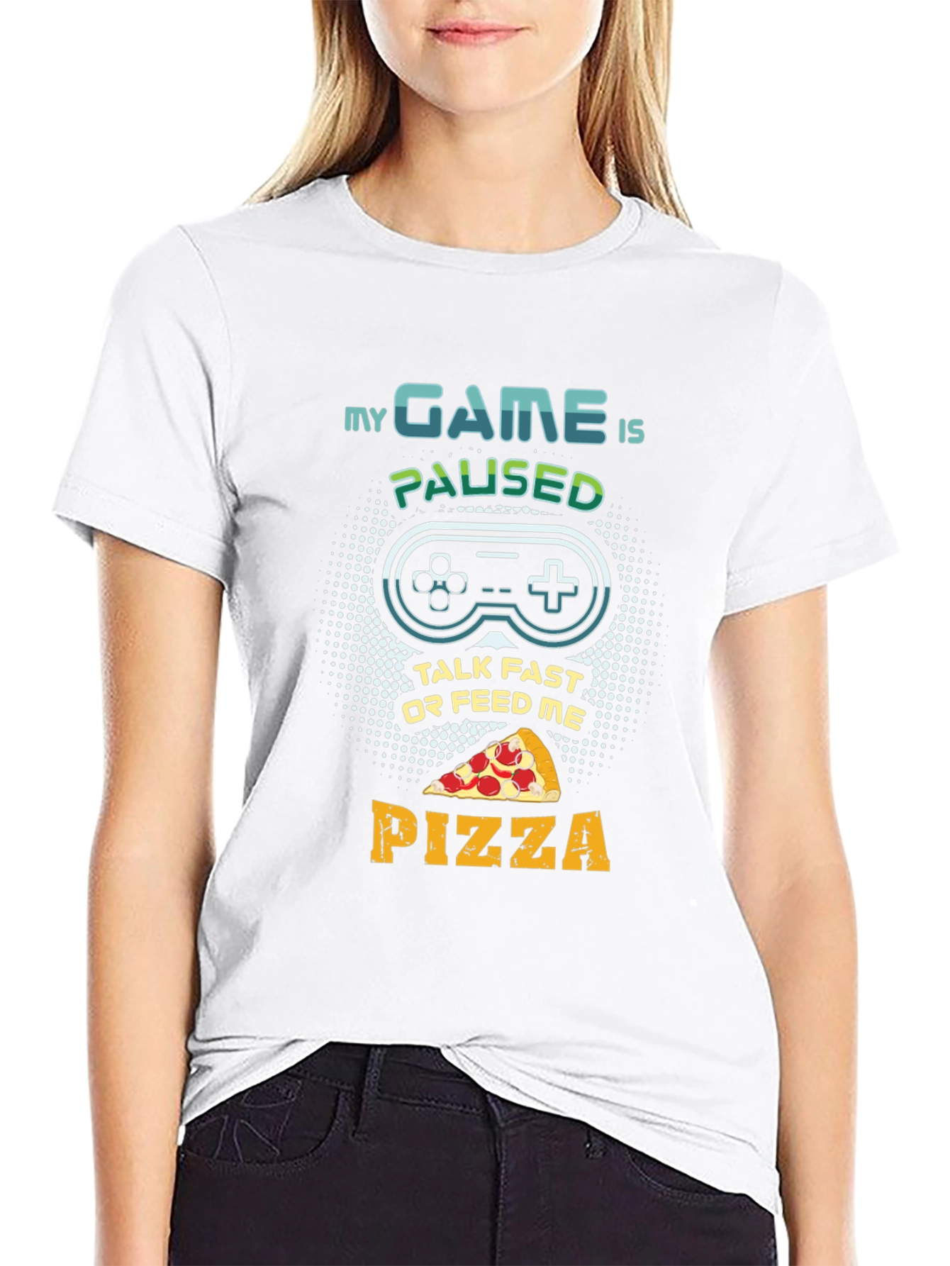 My Game Is Paused Pizza Gaming T-Shirt