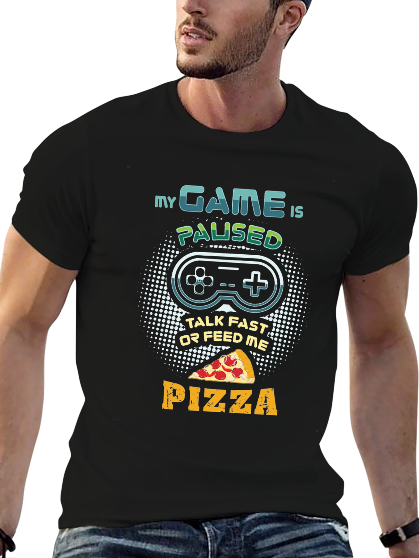 My Game Is Paused Pizza Gaming T-Shirt