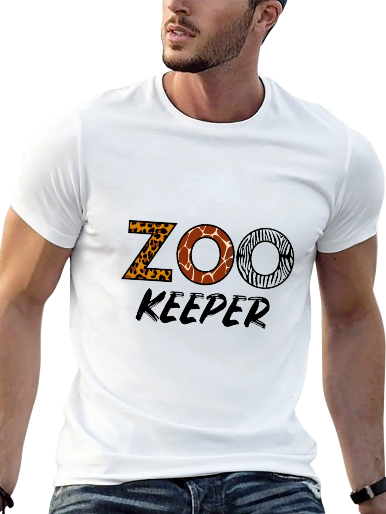 Zoo Keeper Animal Print Graphic T-Shirt