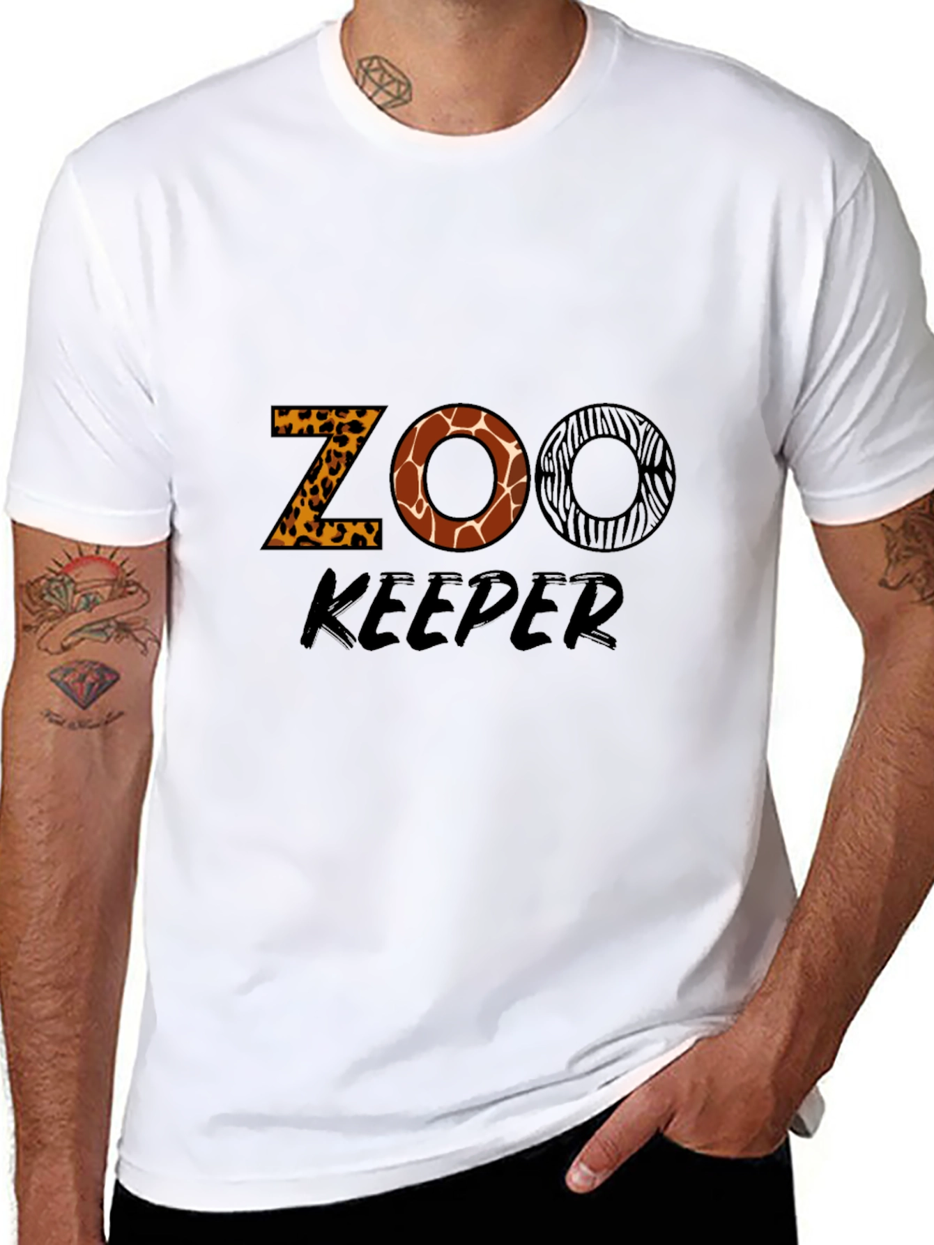 Zoo Keeper Animal Print Graphic T-Shirt
