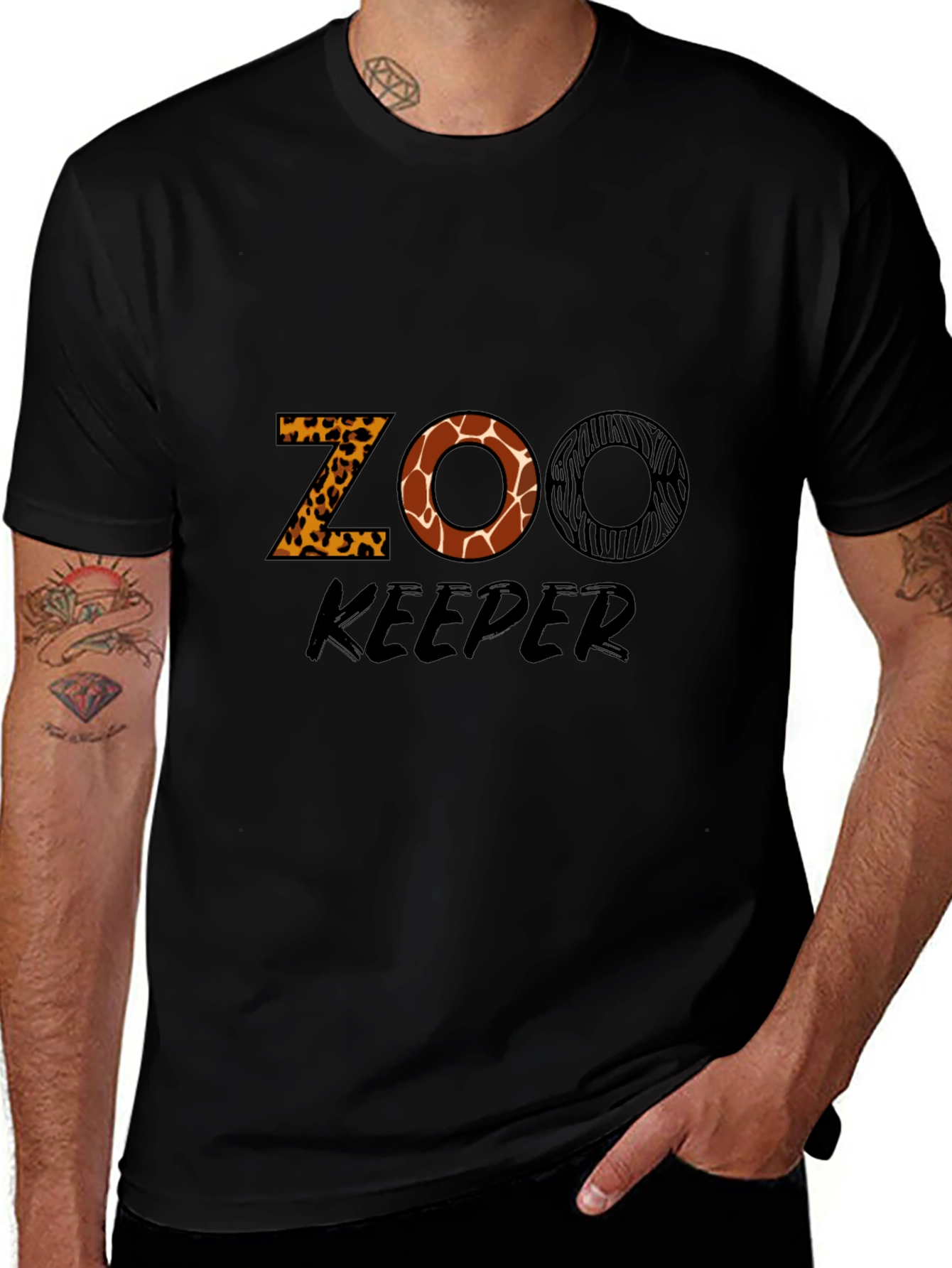 Zoo Keeper Animal Print Graphic T-Shirt
