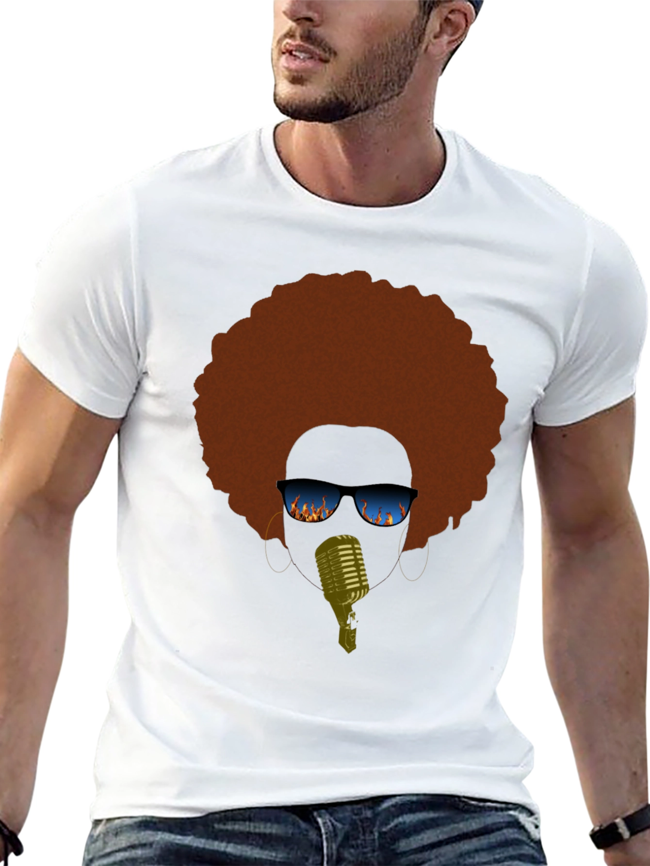 Retro Afro Singer Graphic Tee - Black