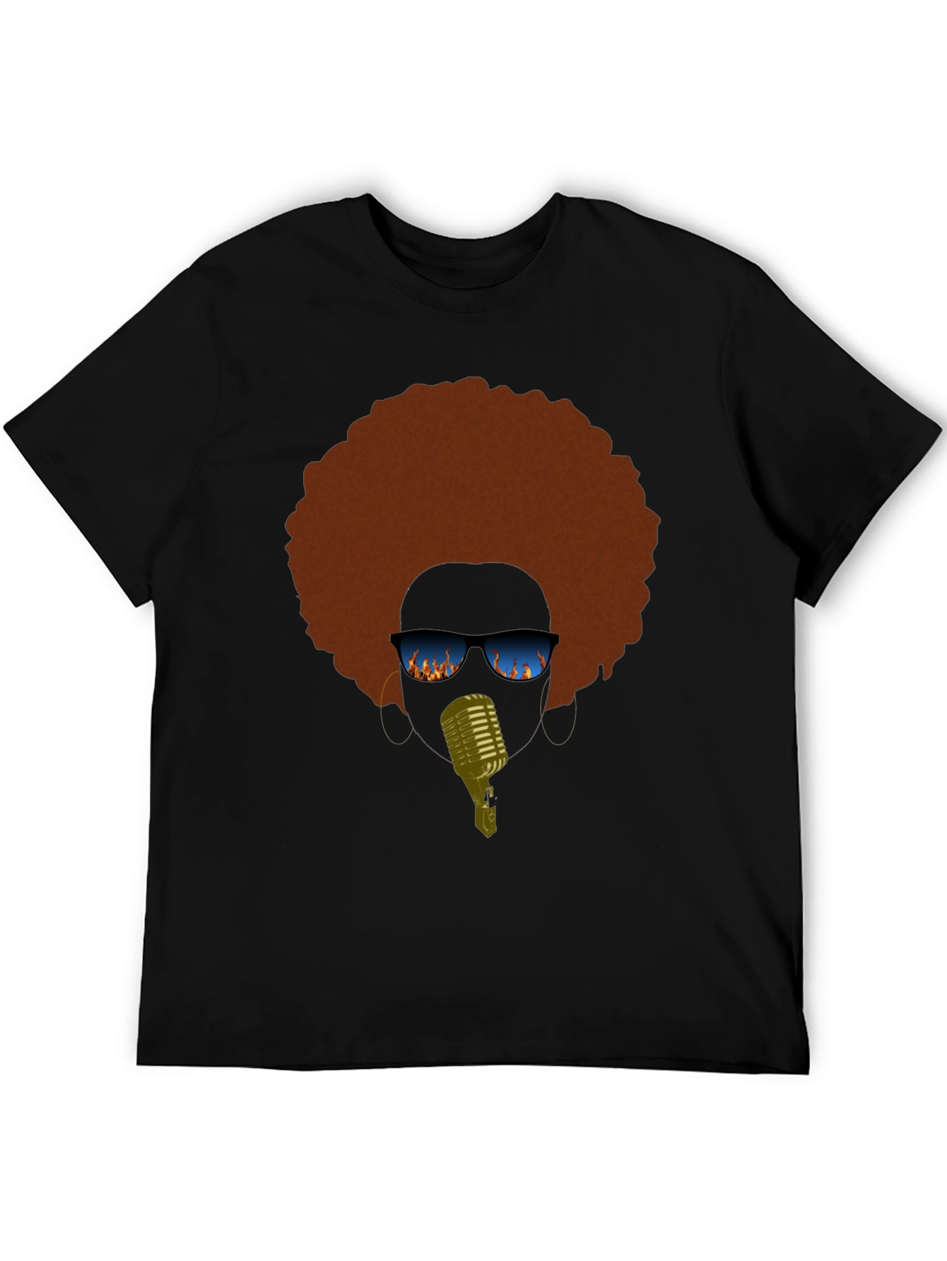 Retro Afro Singer Graphic Tee - Black