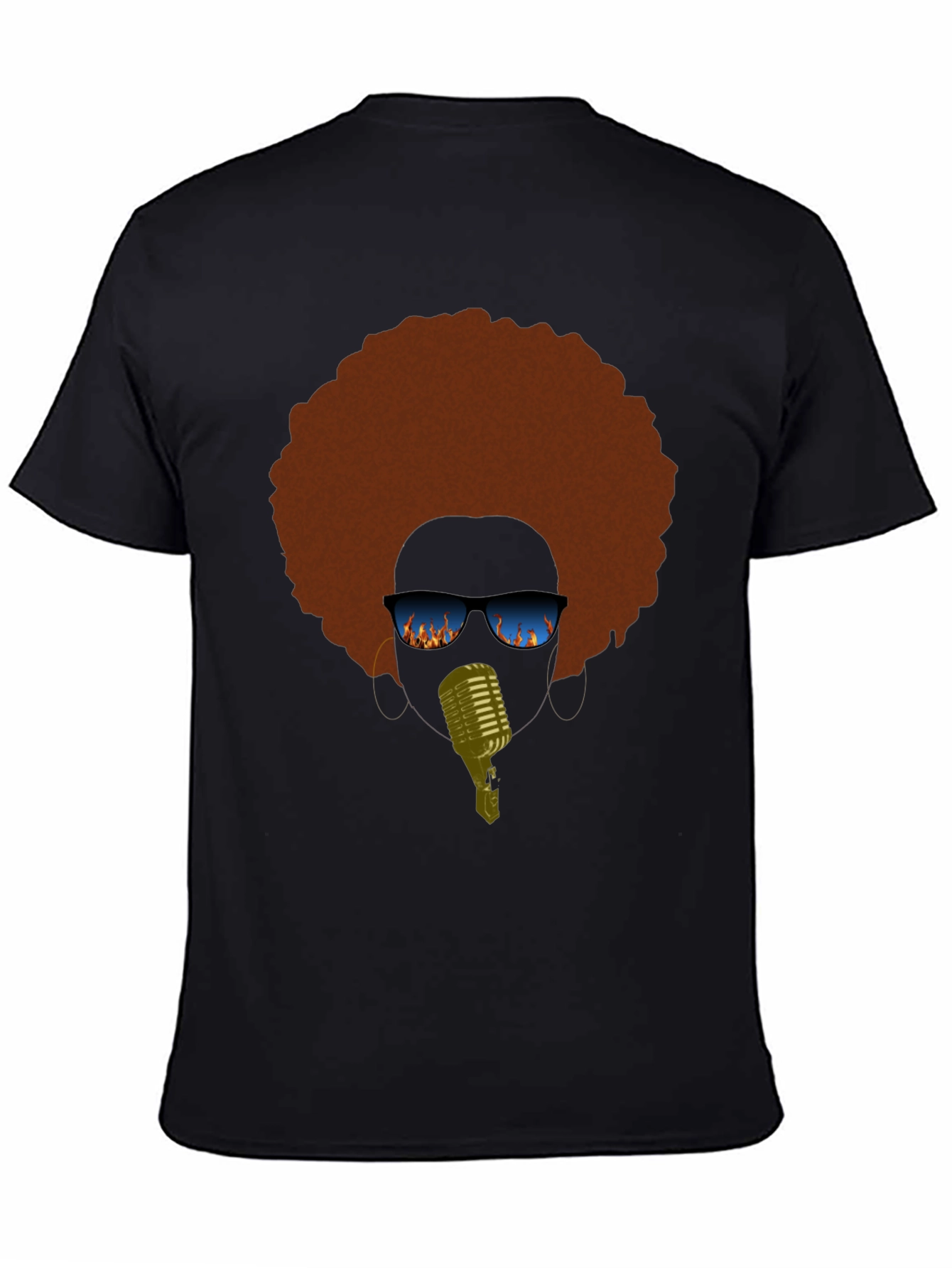 Retro Afro Singer Graphic Tee - Black