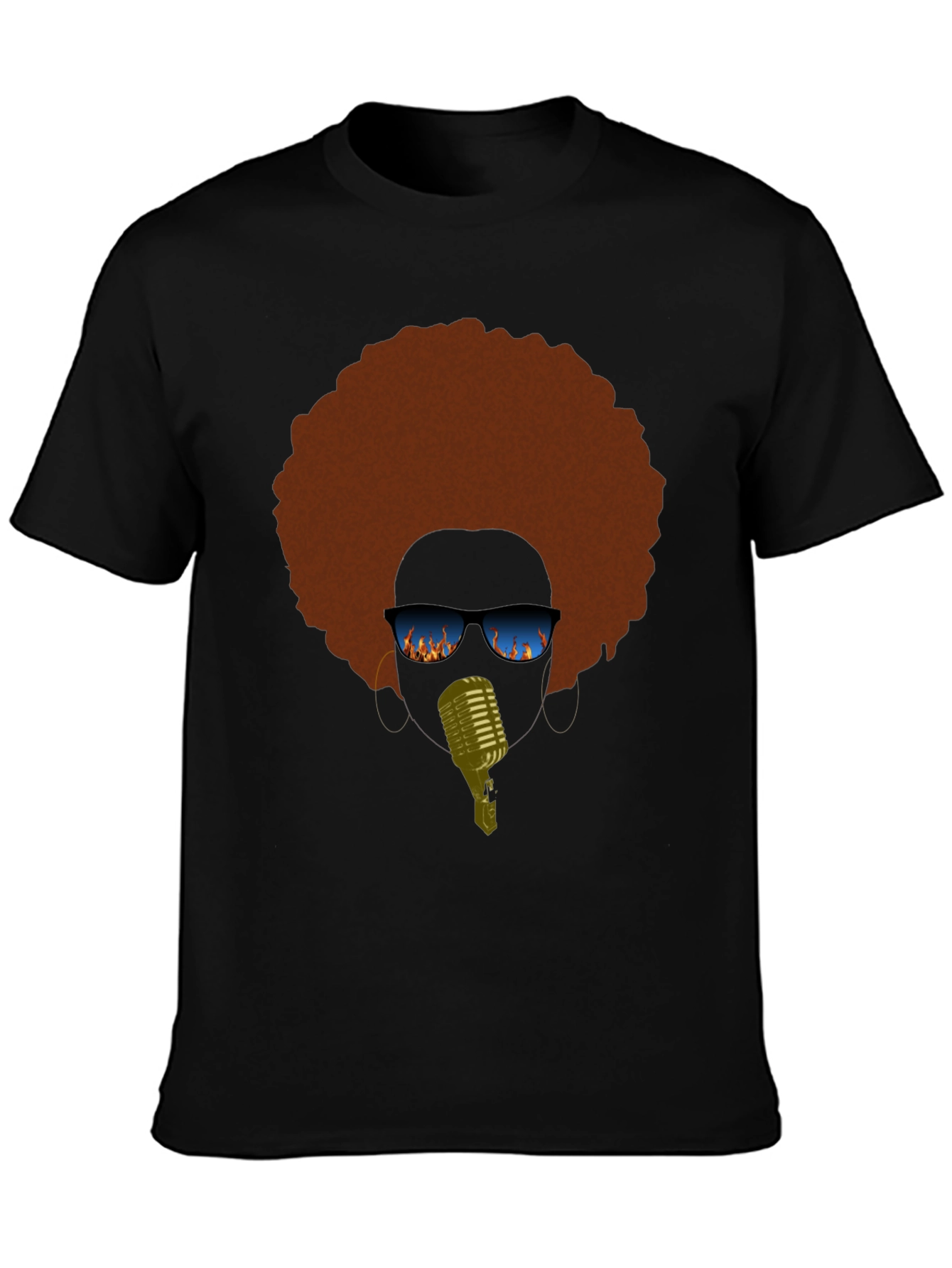 Retro Afro Singer Graphic Tee - Black