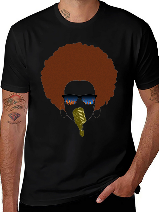Retro Afro Singer Graphic Tee - Black