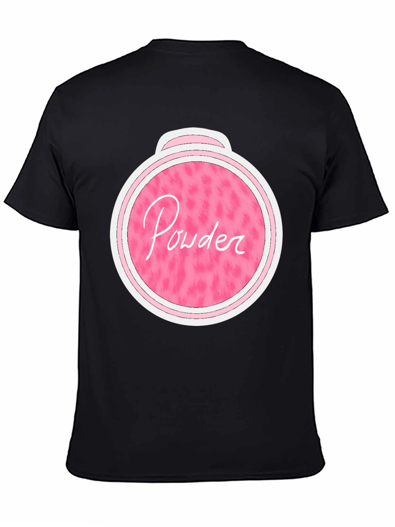 Pink Powder Print Black T-Shirt