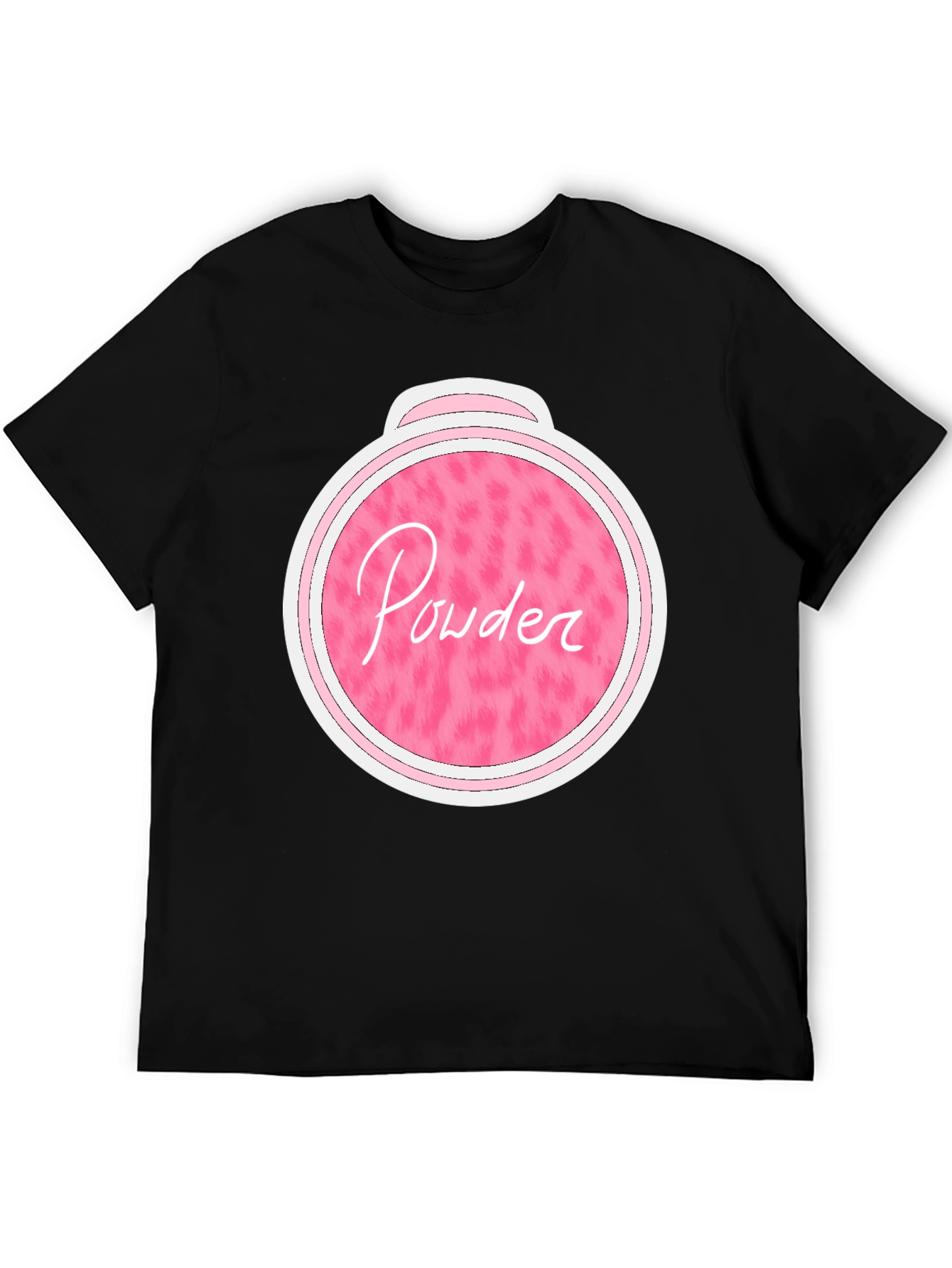 Pink Powder Print Black T-Shirt
