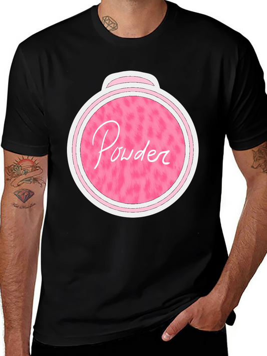 Pink Powder Print Black T-Shirt
