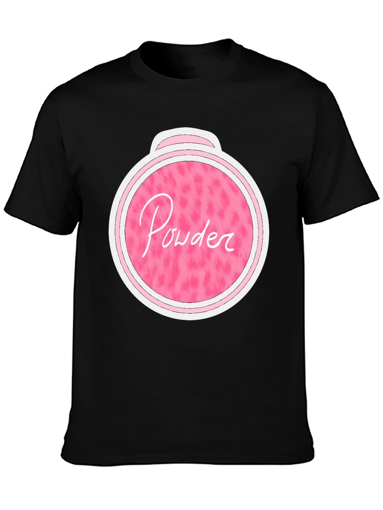 Pink Powder Print Black T-Shirt