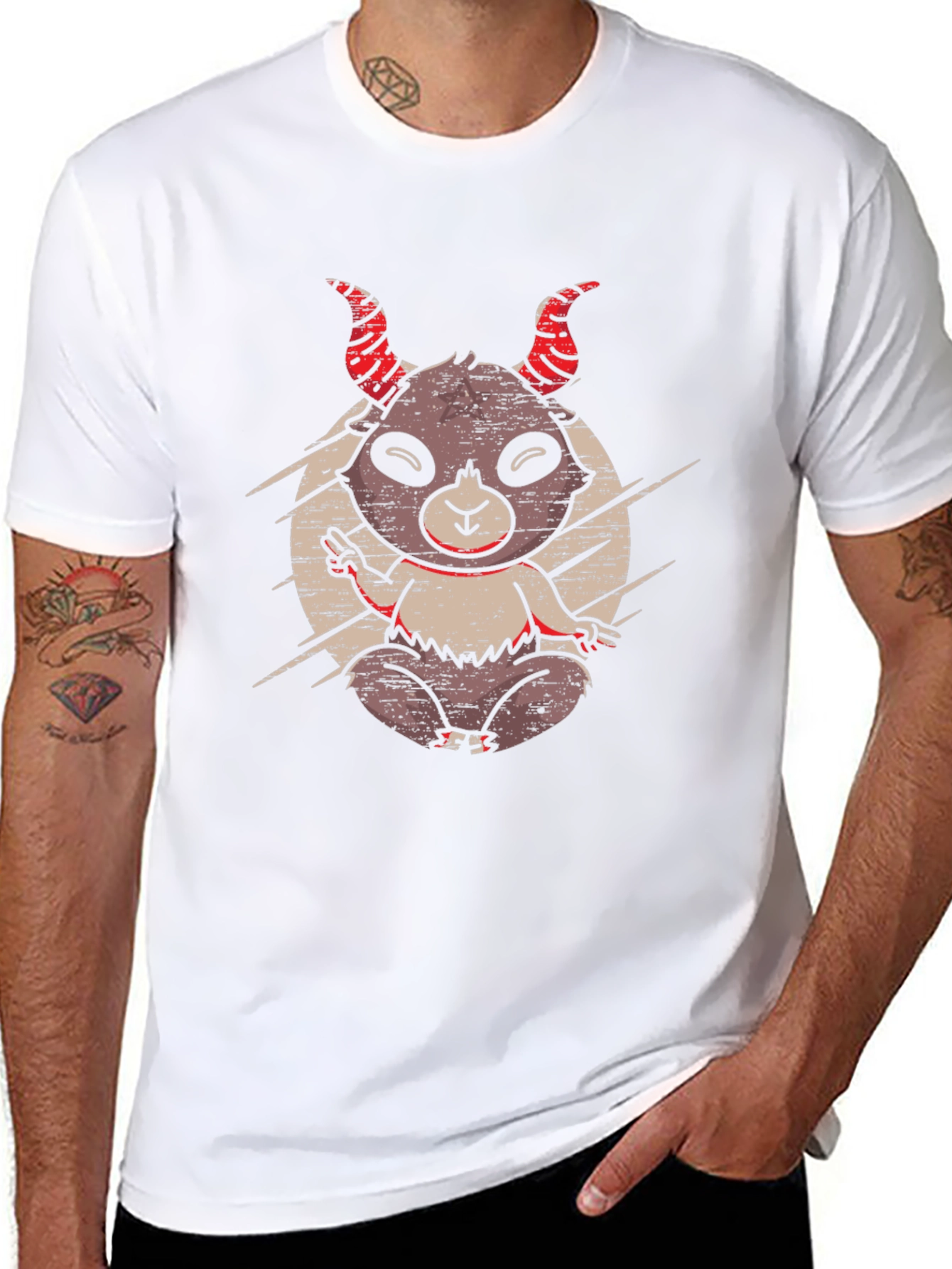 Devil Goat Graphic T-Shirt - Mens Casual Tee