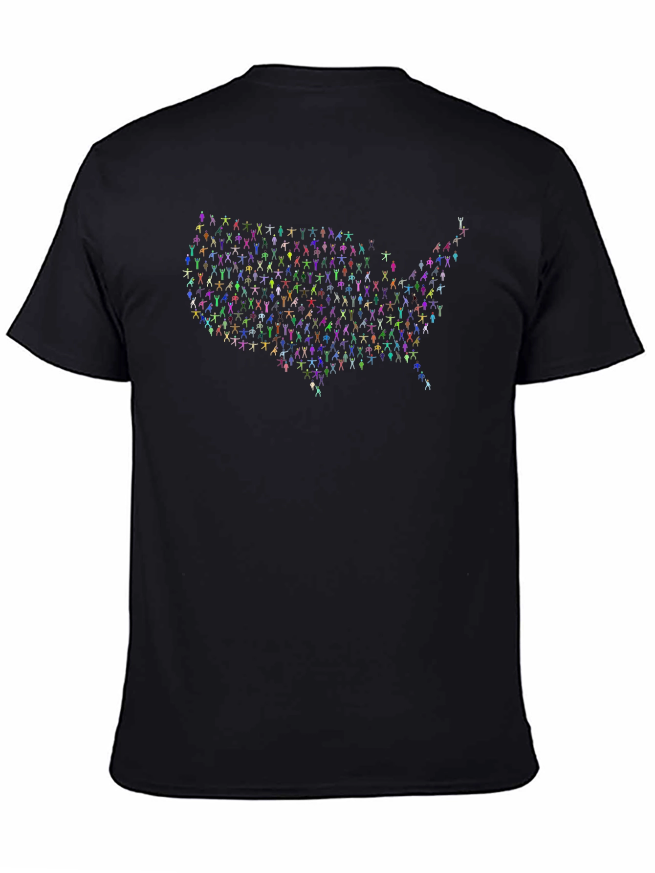 USA People Map T-Shirt - Black