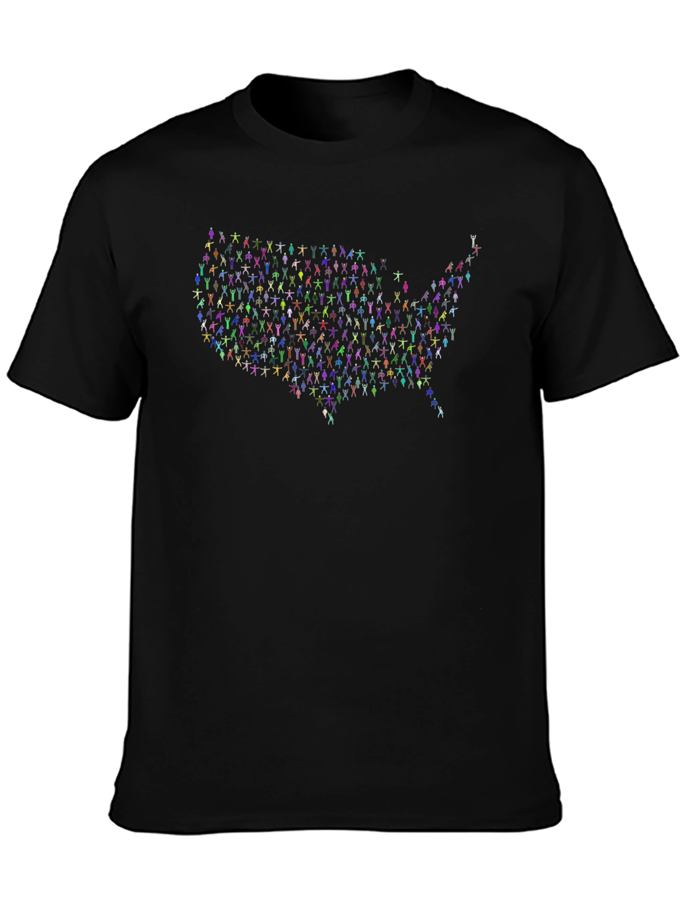 USA People Map T-Shirt - Black