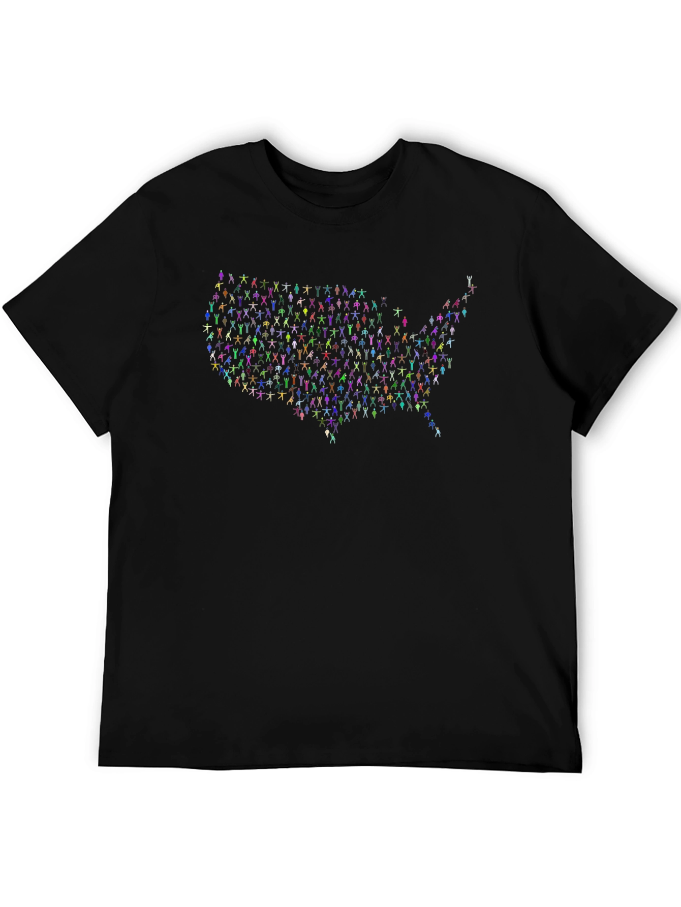 USA People Map T-Shirt - Black